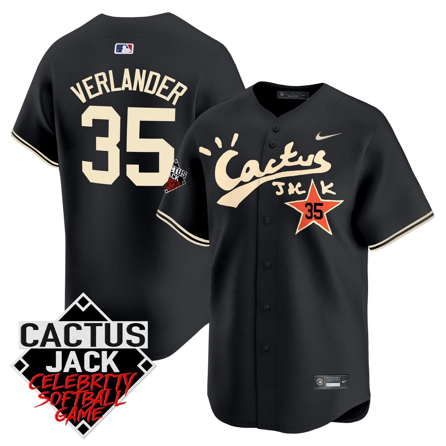 Camisa MLB Men’s Cactus Jack Celebrity Softball Game Patch Vapor Premier Limited Jersey V2 – Stitched