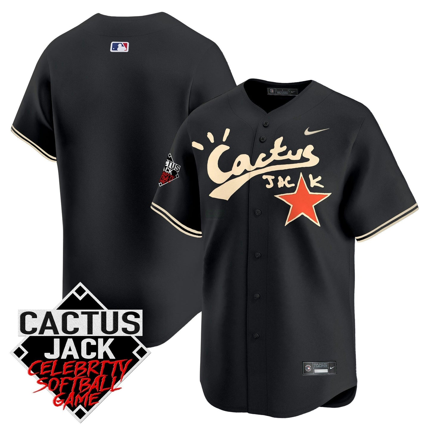 Camisa MLB Men’s Cactus Jack Celebrity Softball Game Patch Vapor Premier Limited Jersey V2 – Stitched