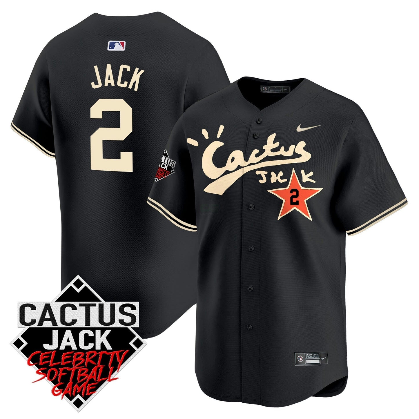 Camisa MLB Men’s Cactus Jack Celebrity Softball Game Patch Vapor Premier Limited Jersey V2 – Stitched