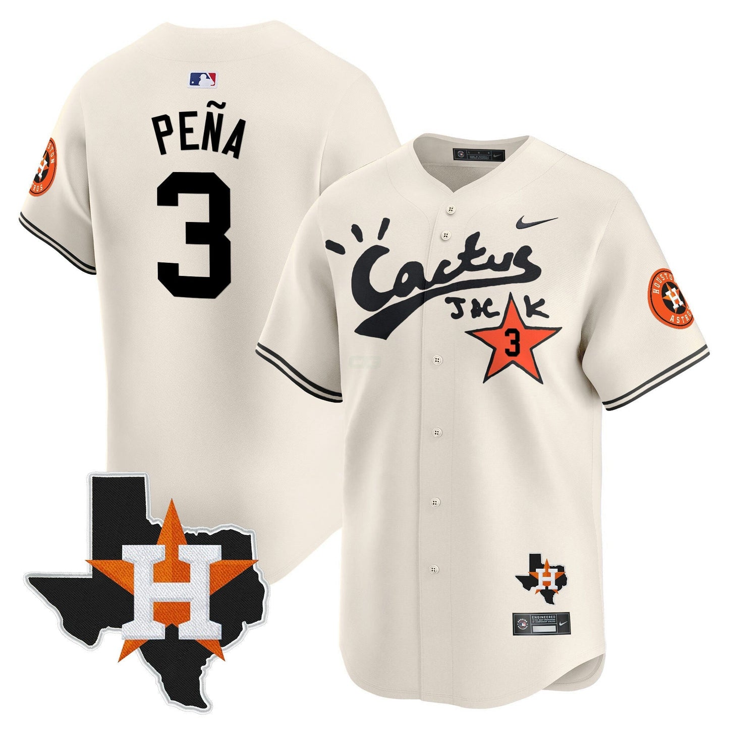 Camisa MLB Houston Astros Men’s Cactus Jack Patch Vapor Premier Limited Jersey