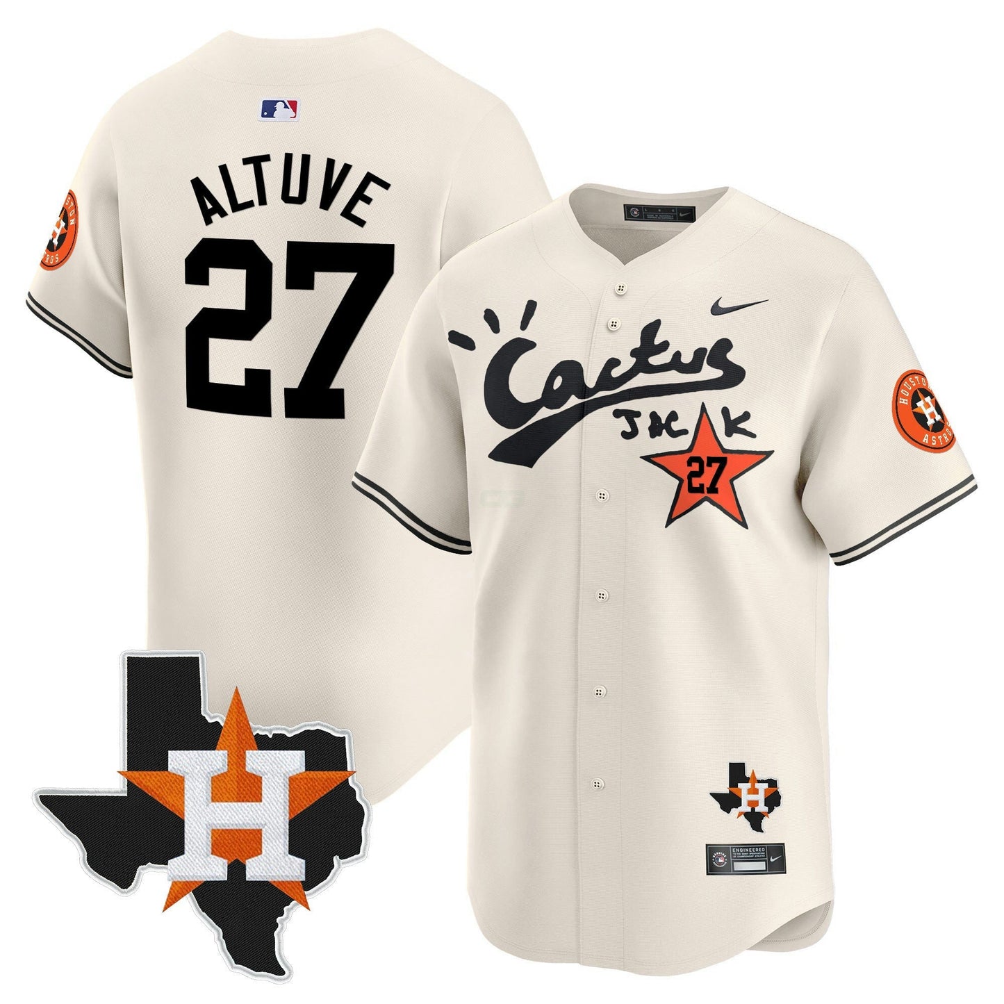 Camisa MLB Houston Astros Men’s Cactus Jack Patch Vapor Premier Limited Jersey
