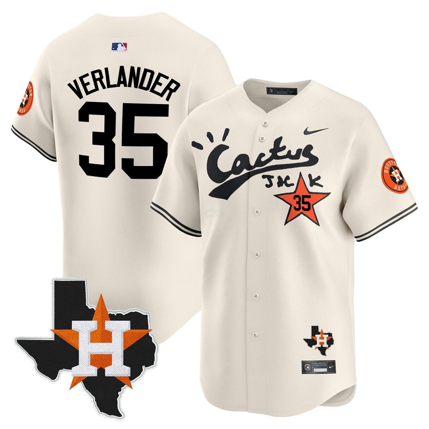 Camisa MLB Houston Astros Men’s Cactus Jack Patch Vapor Premier Limited Jersey