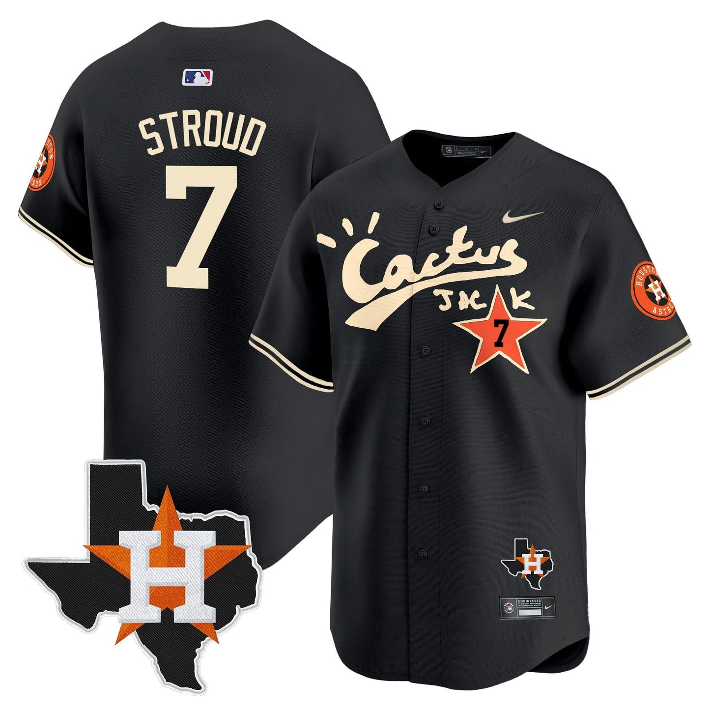 Camisa MLB Houston Astros Men’s Cactus Jack Patch Vapor Premier Limited Jersey