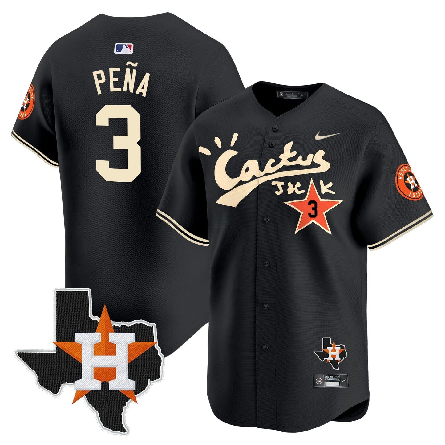 Camisa MLB Houston Astros Men’s Cactus Jack Patch Vapor Premier Limited Jersey