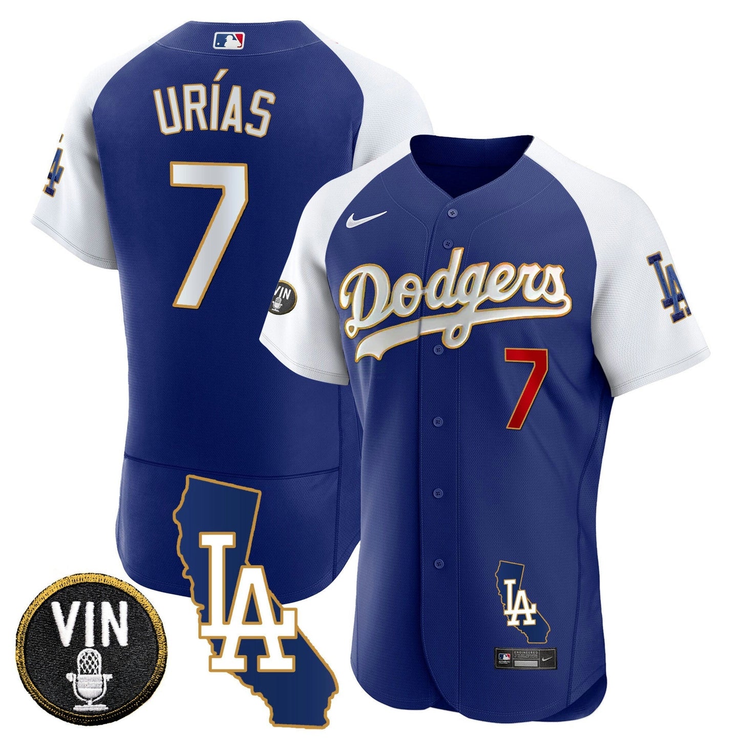 Camisa MLB Men’s California Patch Dourada Trim Flex Base Jersey