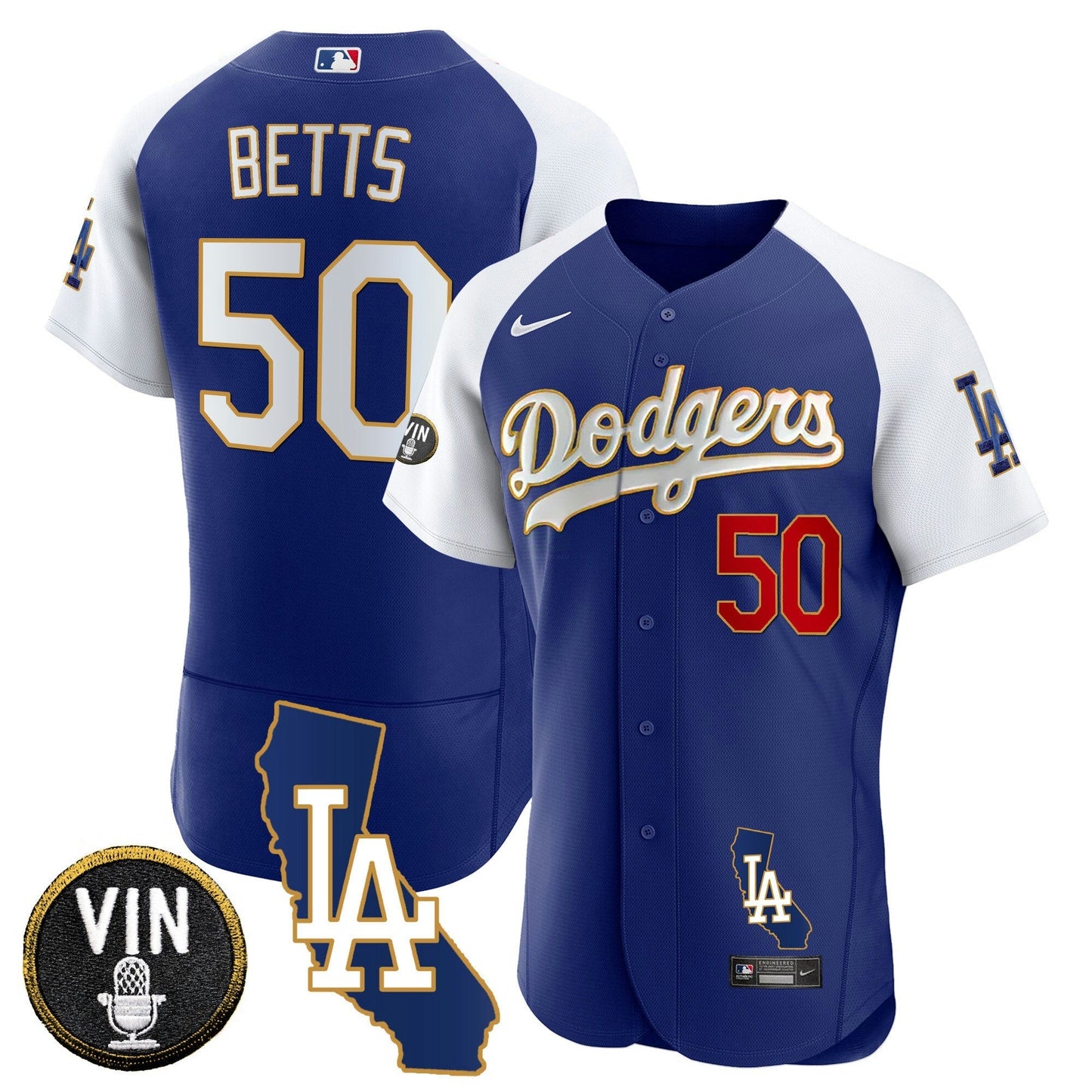 Camisa MLB Men’s California Patch Dourada Trim Flex Base Jersey