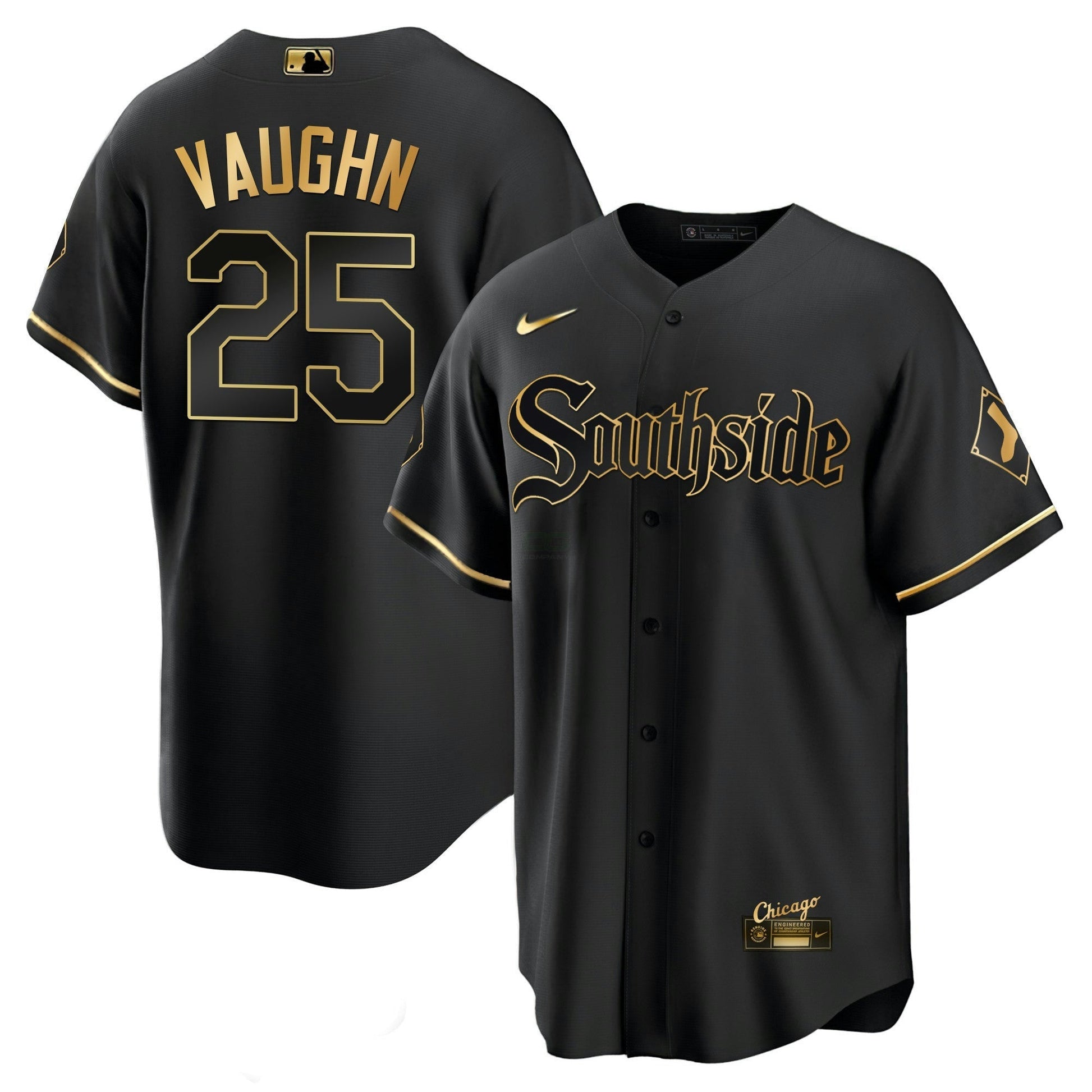 Camisa MLB Chicago White Sox Men’s Chicago Black Limited & Dourada Jersey