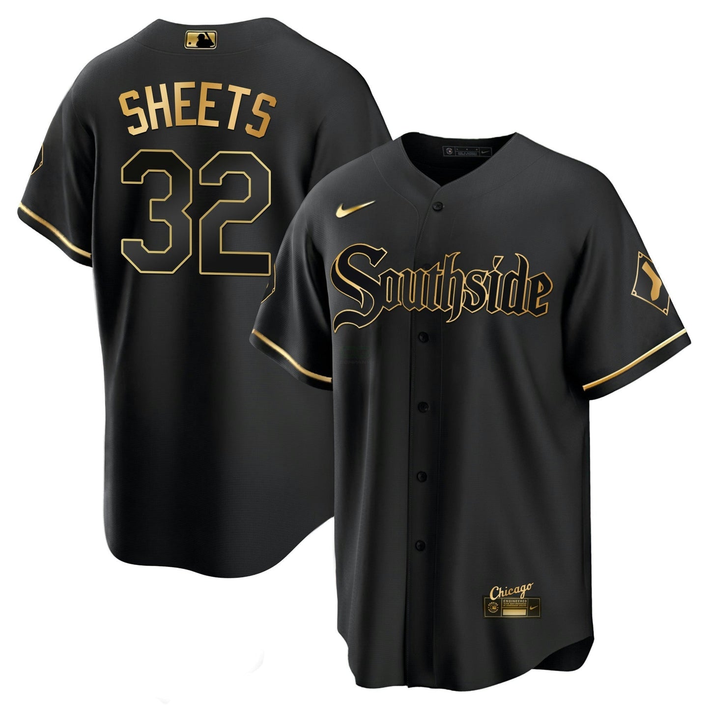 Camisa MLB Chicago White Sox Men’s Chicago Black Limited & Dourada Jersey