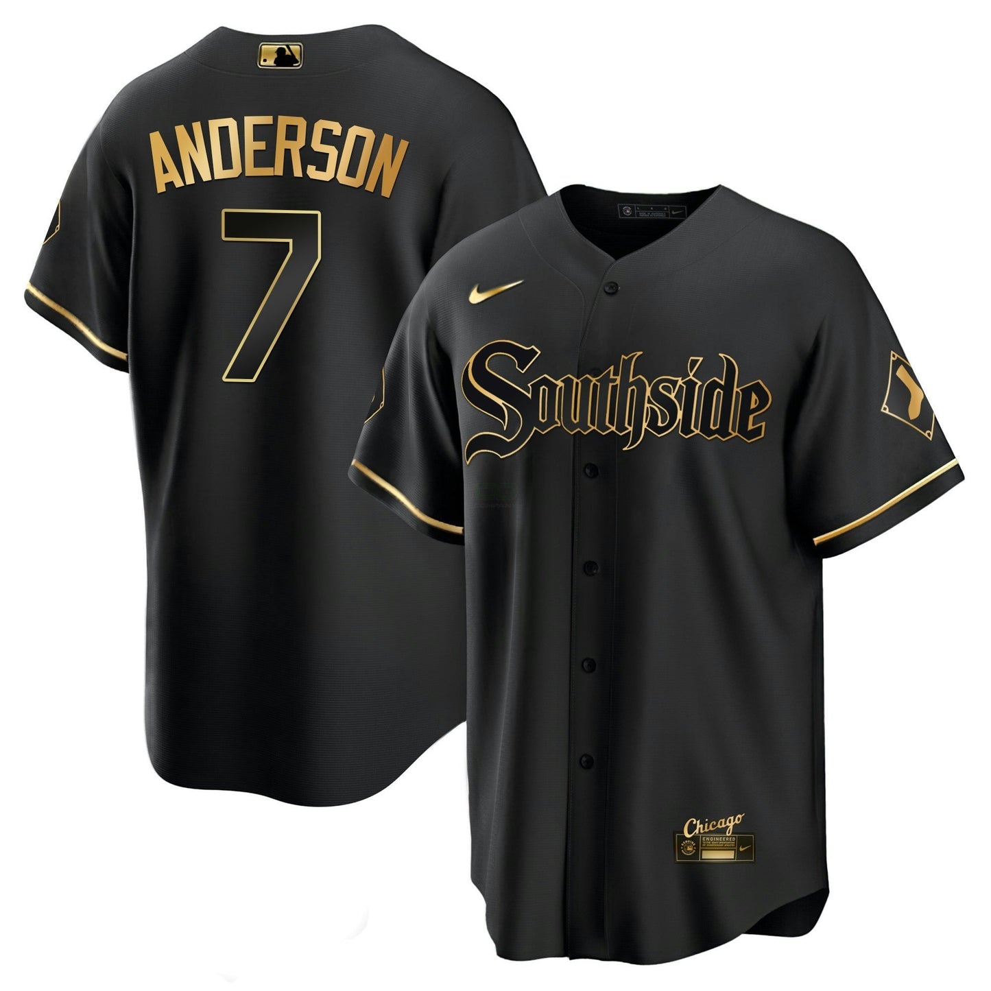 Camisa MLB Chicago White Sox Men’s Chicago Black Limited & Dourada Jersey