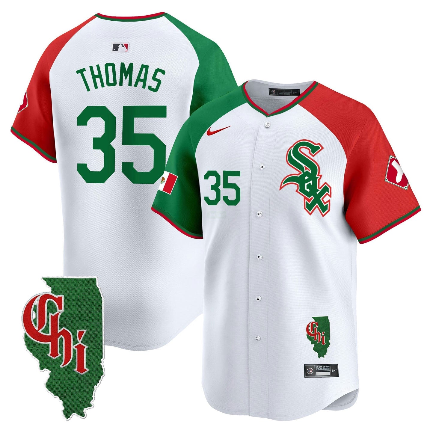 Camisa MLB Men’s Chicago Mexico Vapor Premier Limited Jersey – Illinois Patch