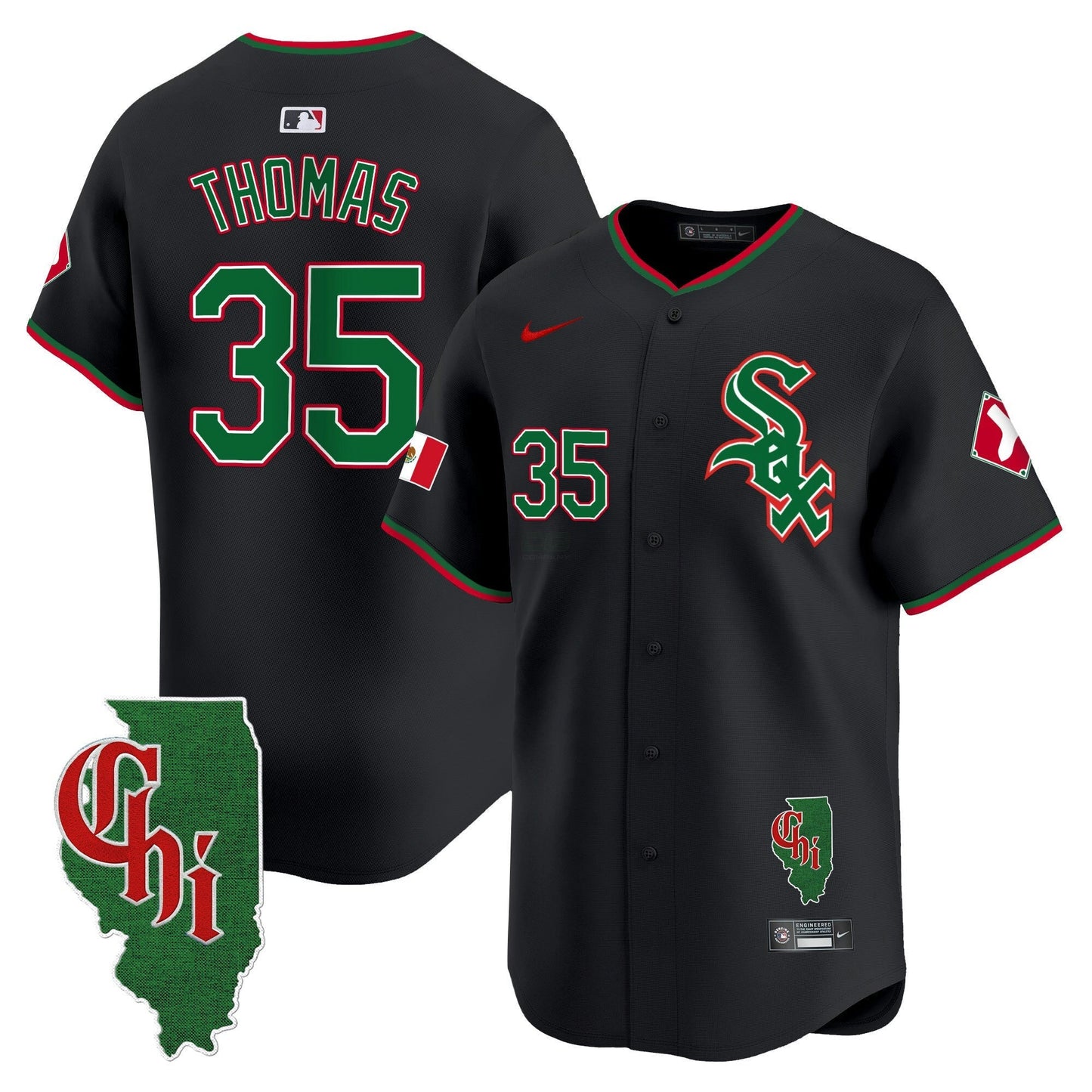 Camisa MLB Men’s Chicago Mexico Vapor Premier Limited Jersey – Illinois Patch