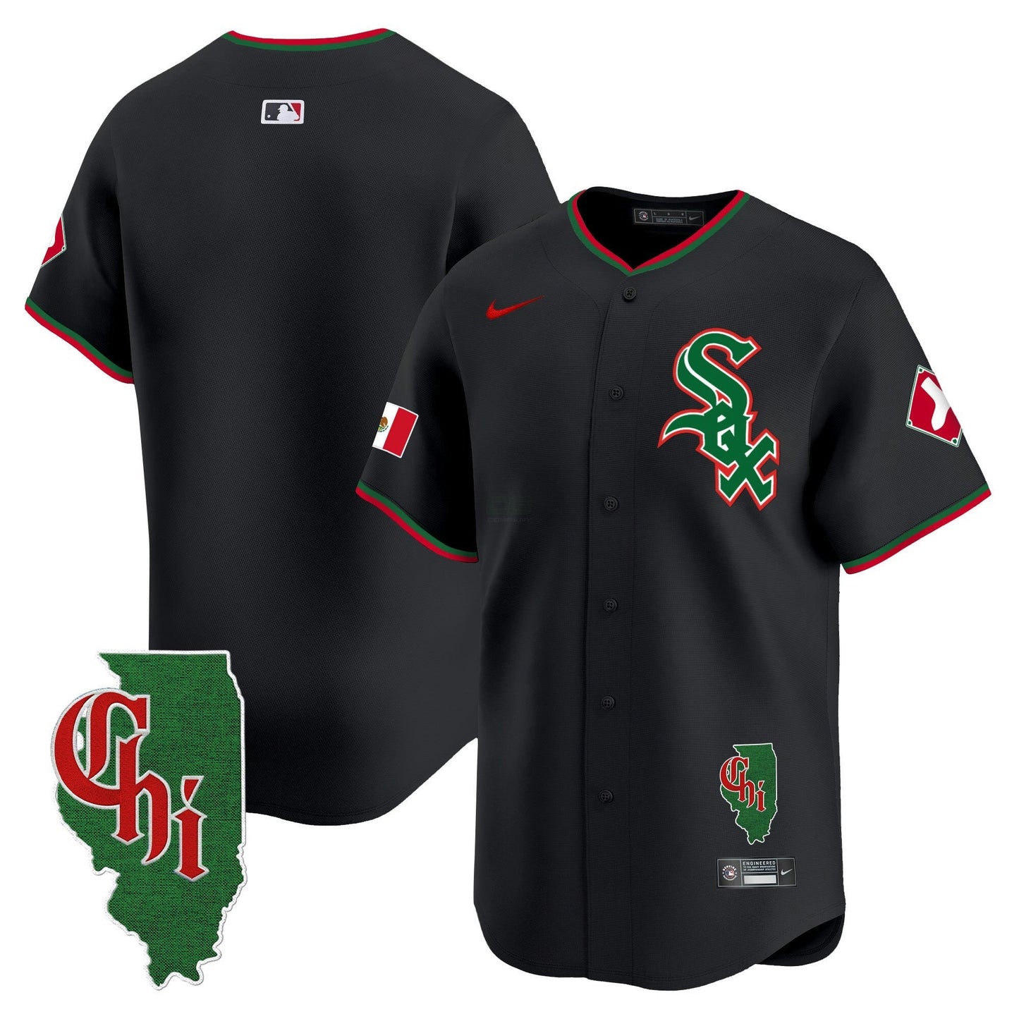 Camisa MLB Men’s Chicago Mexico Vapor Premier Limited Jersey – Illinois Patch