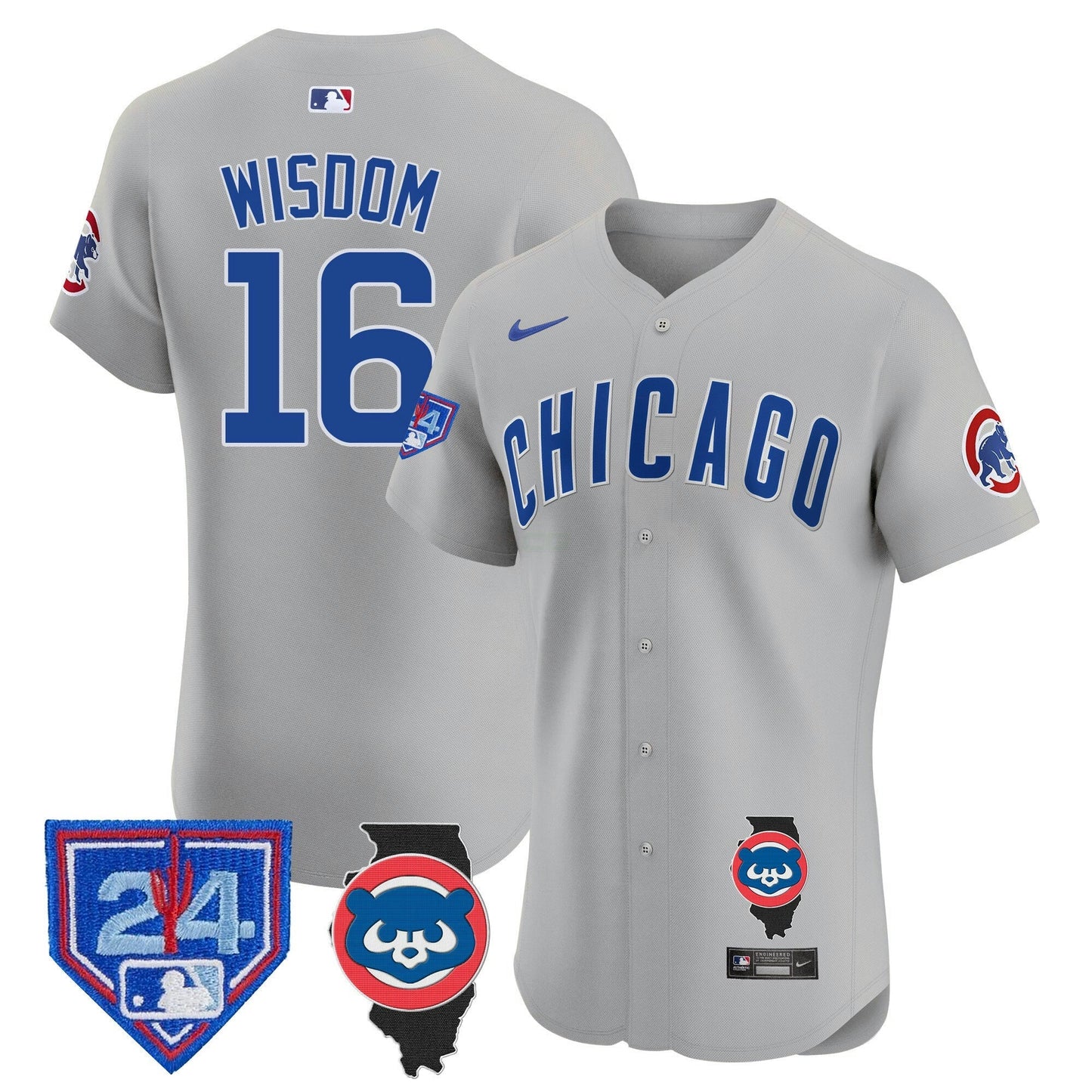 Camisa MLB Men’s Chicago Spring Training & Illinois Patch Vapor Premier Elite Jersey