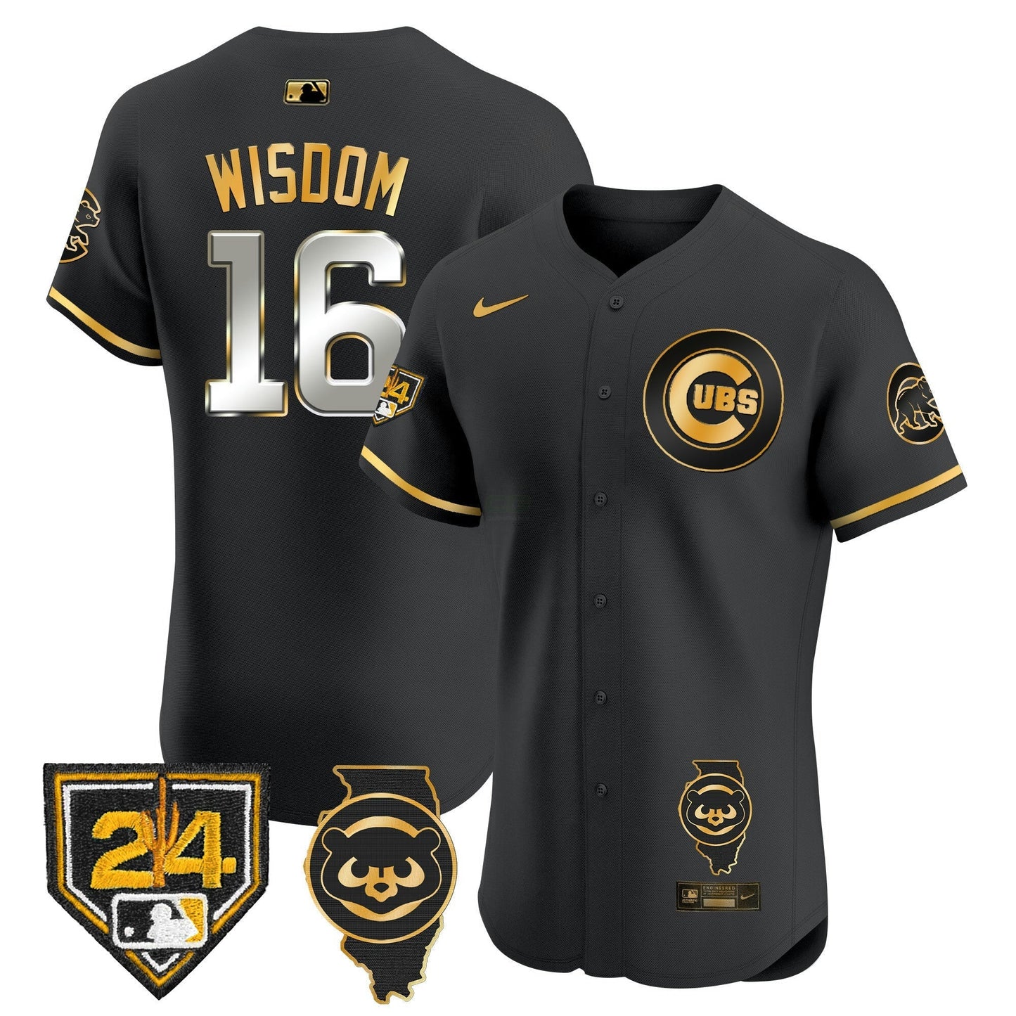 Camisa MLB Men’s Chicago Spring Training & Illinois Patch Vapor Premier Elite Jersey