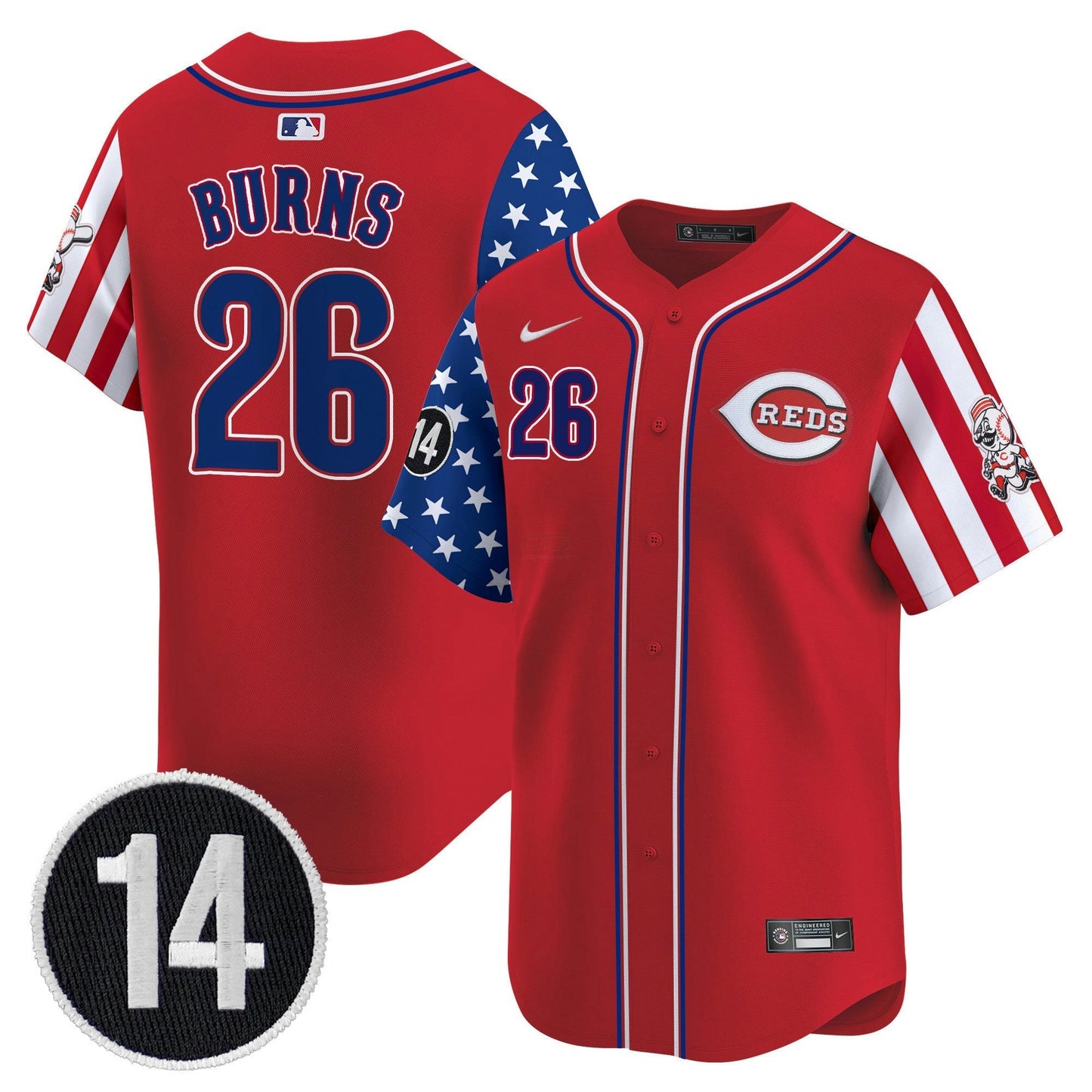 Camisa MLB Men’s Cincinnati 2025 Independence Day Vapor Premier Limited Jersey – Pete Rose Patch