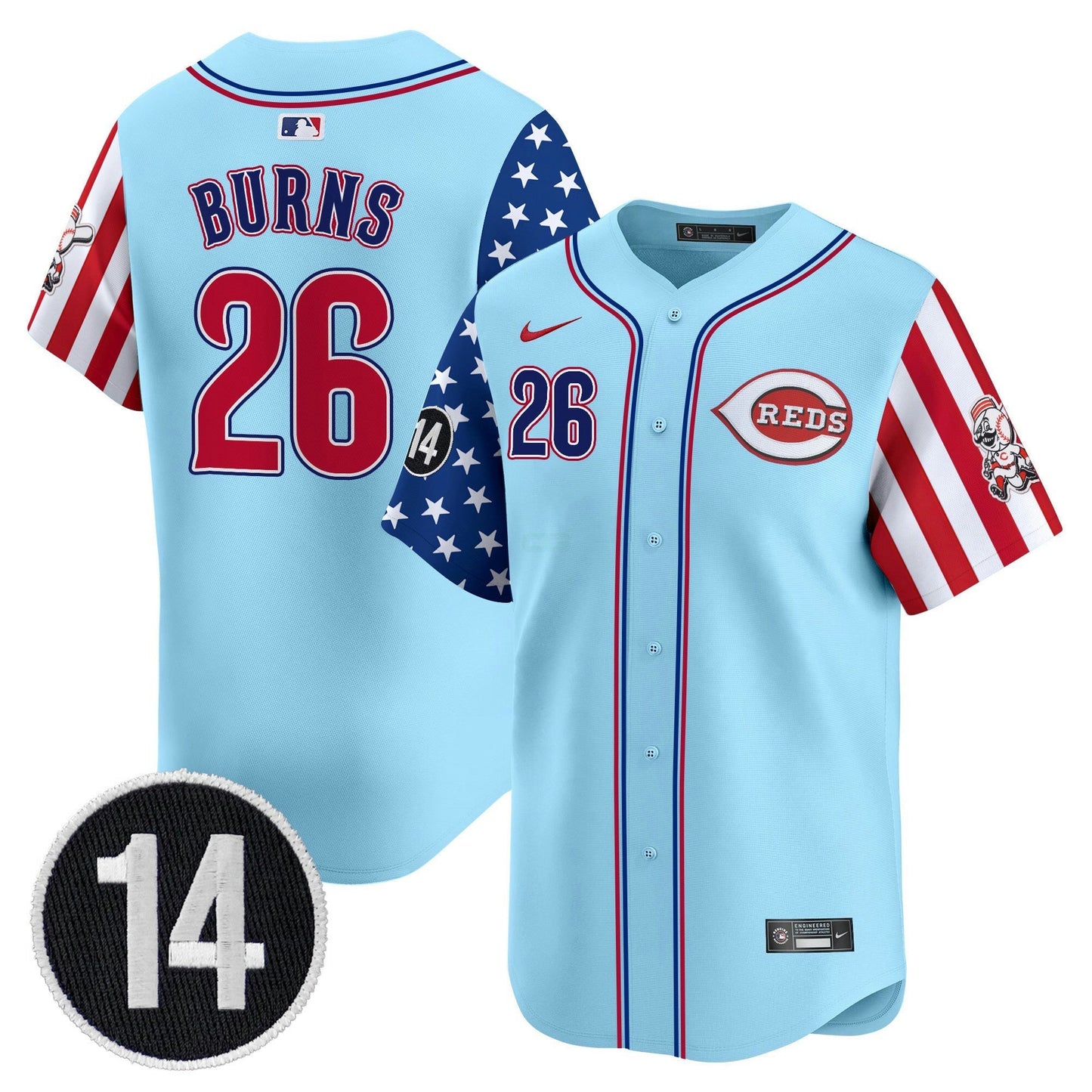 Camisa MLB Men’s Cincinnati 2025 Independence Day Vapor Premier Limited Jersey – Pete Rose Patch