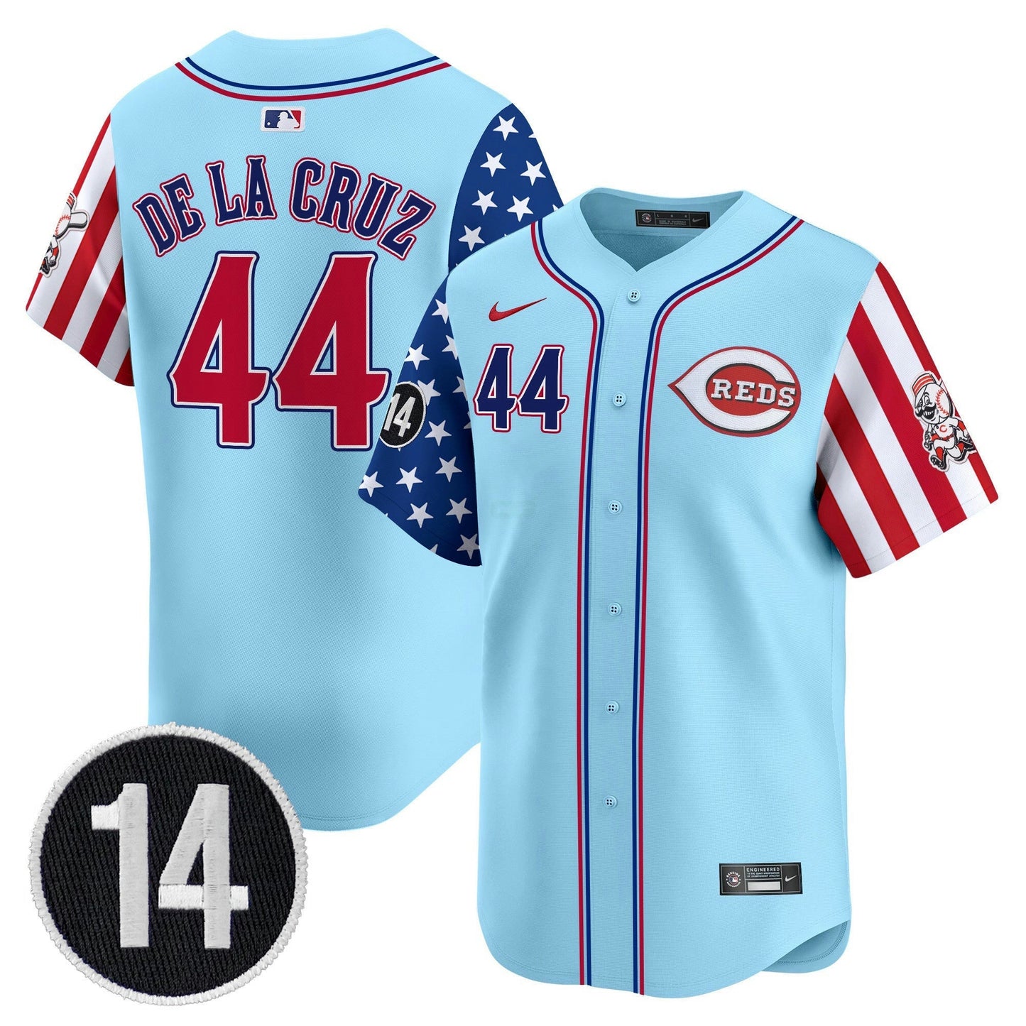 Camisa MLB Men’s Cincinnati 2025 Independence Day Vapor Premier Limited Jersey – Pete Rose Patch