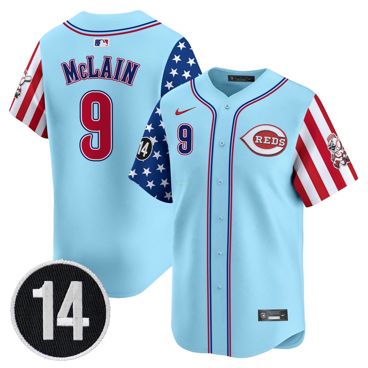 Camisa MLB Men’s Cincinnati 2025 Independence Day Vapor Premier Limited Jersey – Pete Rose Patch