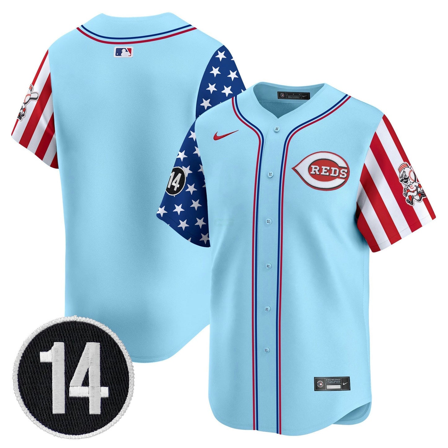 Camisa MLB Men’s Cincinnati 2025 Independence Day Vapor Premier Limited Jersey – Pete Rose Patch