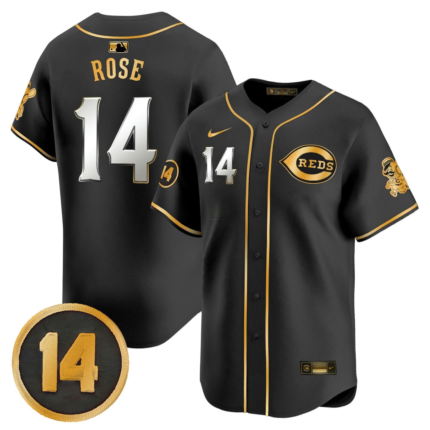Camisa MLB Men’s Cincinnati Pete Rose Patch Vapor Premier Limited Jersey