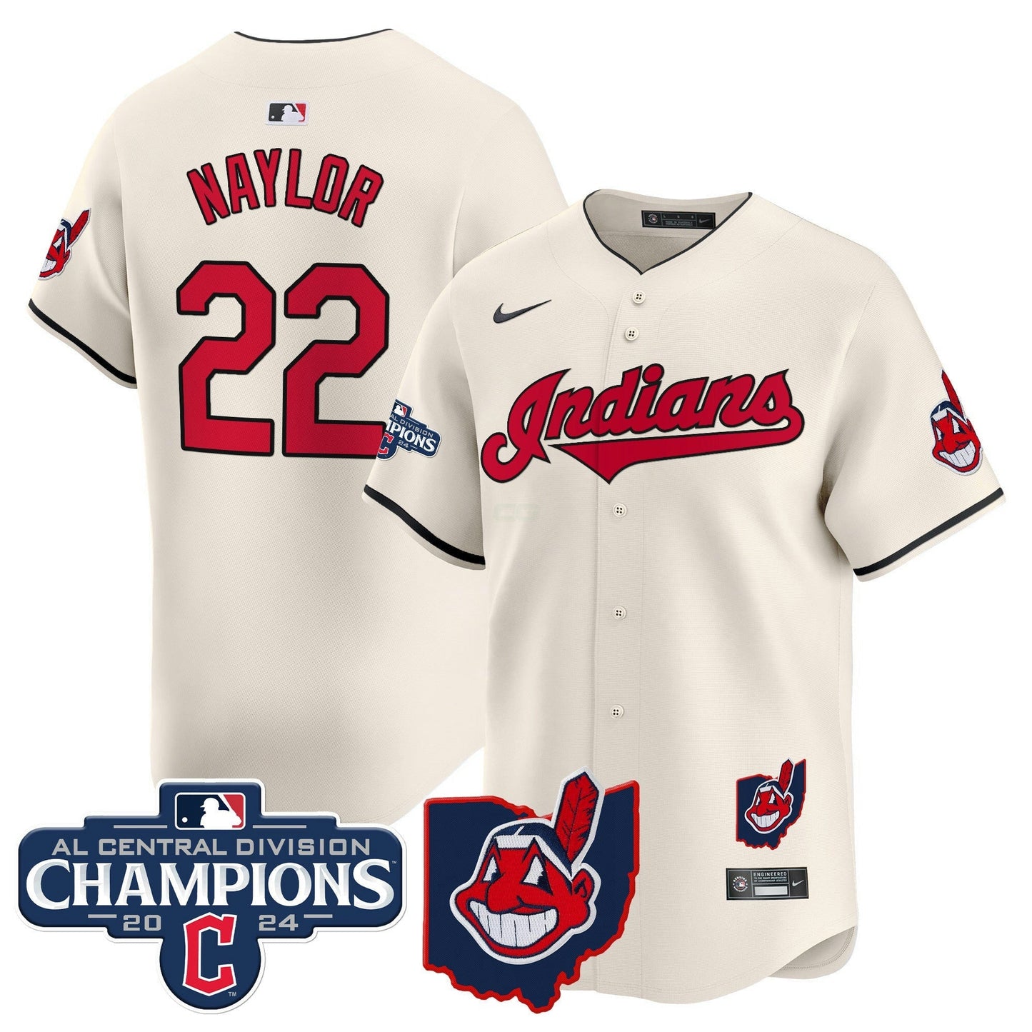 Camisa MLB Men’s Cleveland Indians 2024 AL Central Division Champions Vapor Premier Limited Jersey