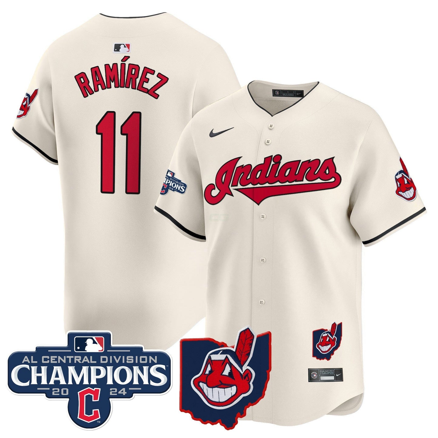 Camisa MLB Men’s Cleveland Indians 2024 AL Central Division Champions Vapor Premier Limited Jersey