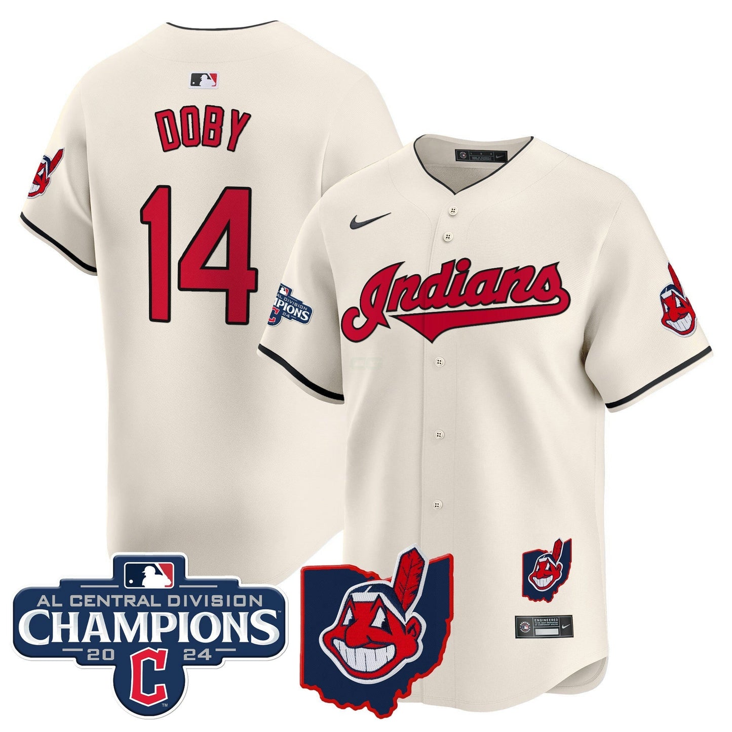 Camisa MLB Men’s Cleveland Indians 2024 AL Central Division Champions Vapor Premier Limited Jersey