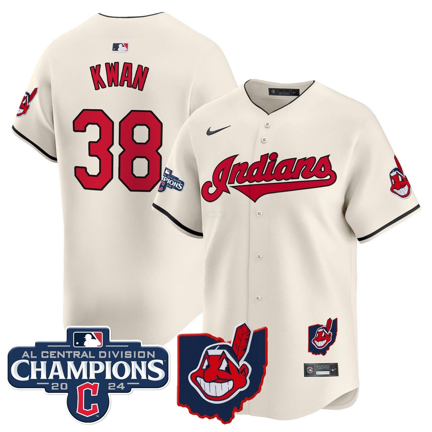Camisa MLB Men’s Cleveland Indians 2024 AL Central Division Champions Vapor Premier Limited Jersey