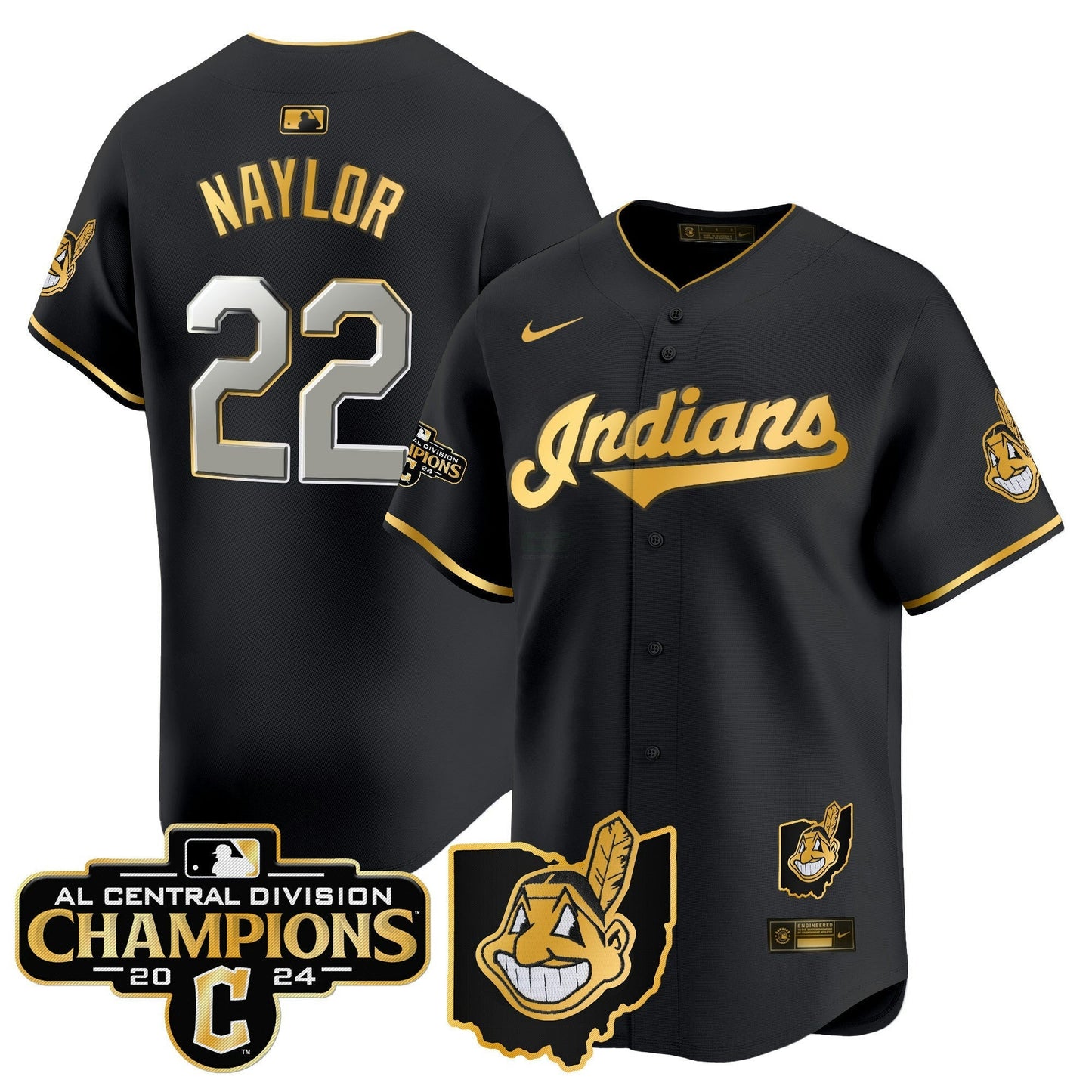 Camisa MLB Men’s Cleveland Indians 2024 AL Central Division Champions Vapor Premier Limited Jersey