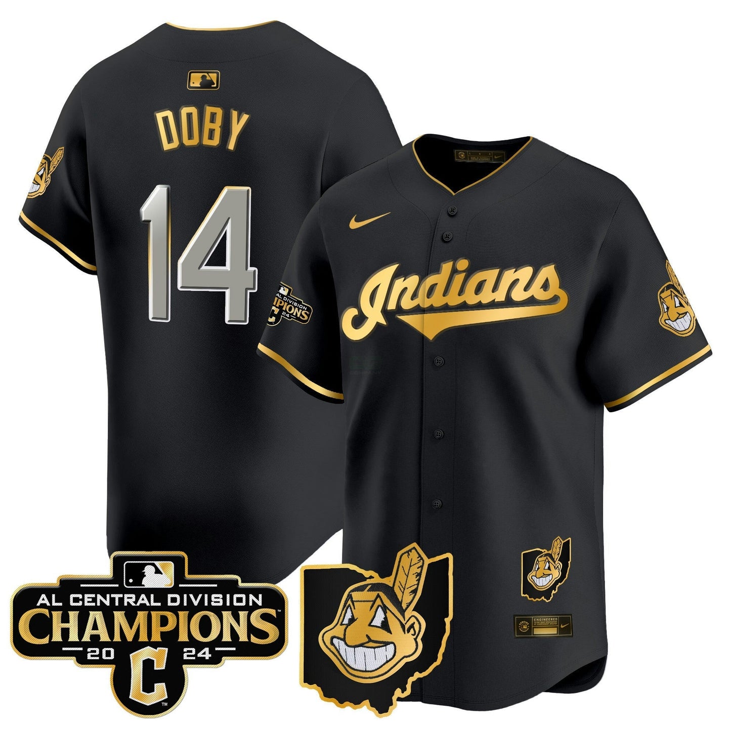Camisa MLB Men’s Cleveland Indians 2024 AL Central Division Champions Vapor Premier Limited Jersey