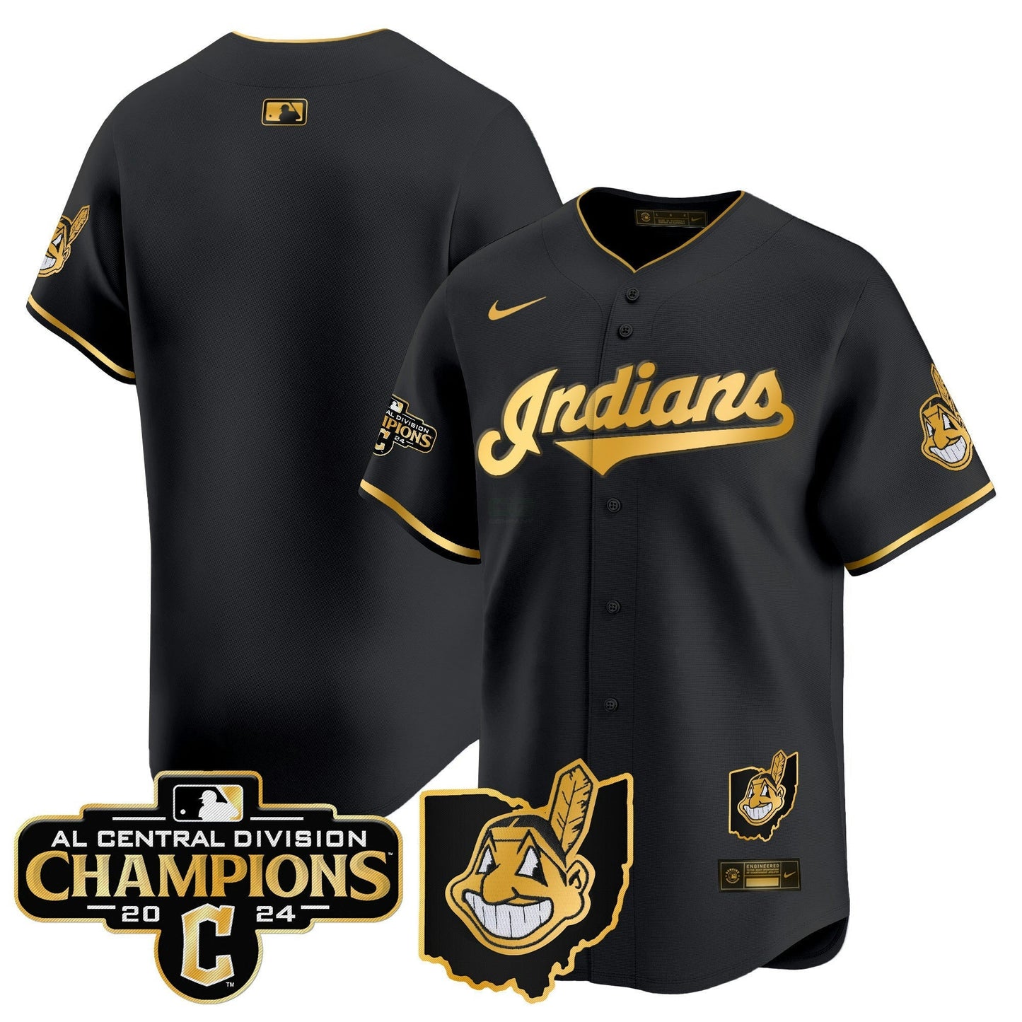 Camisa MLB Men’s Cleveland Indians 2024 AL Central Division Champions Vapor Premier Limited Jersey