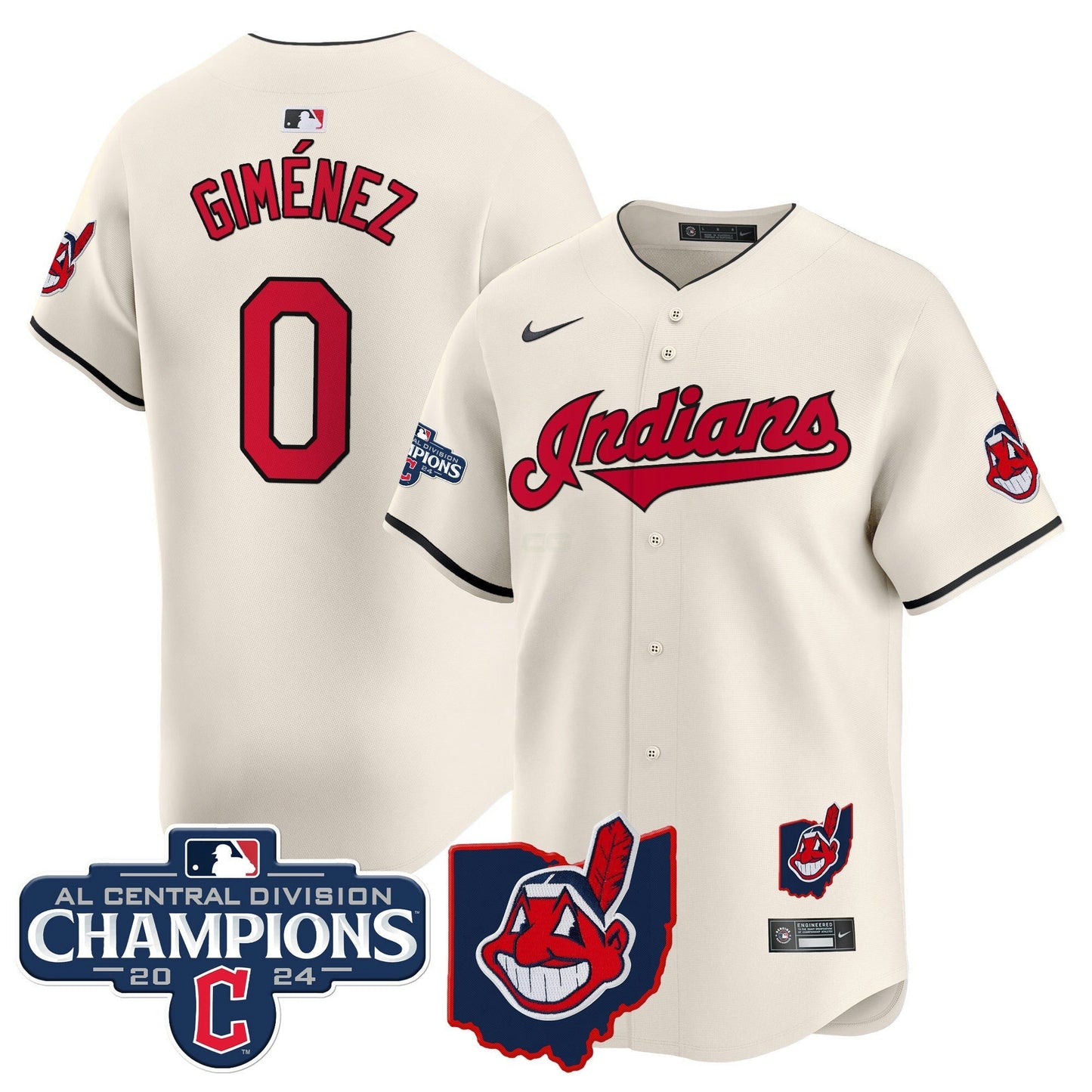 Camisa MLB Men’s Cleveland Indians 2024 AL Central Division Champions Vapor Premier Limited Jersey