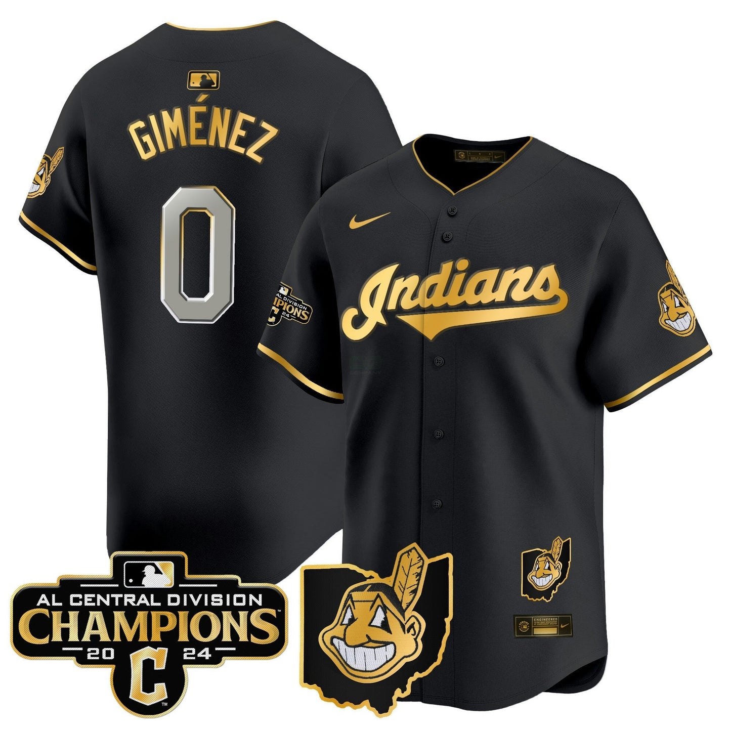 Camisa MLB Men’s Cleveland Indians 2024 AL Central Division Champions Vapor Premier Limited Jersey