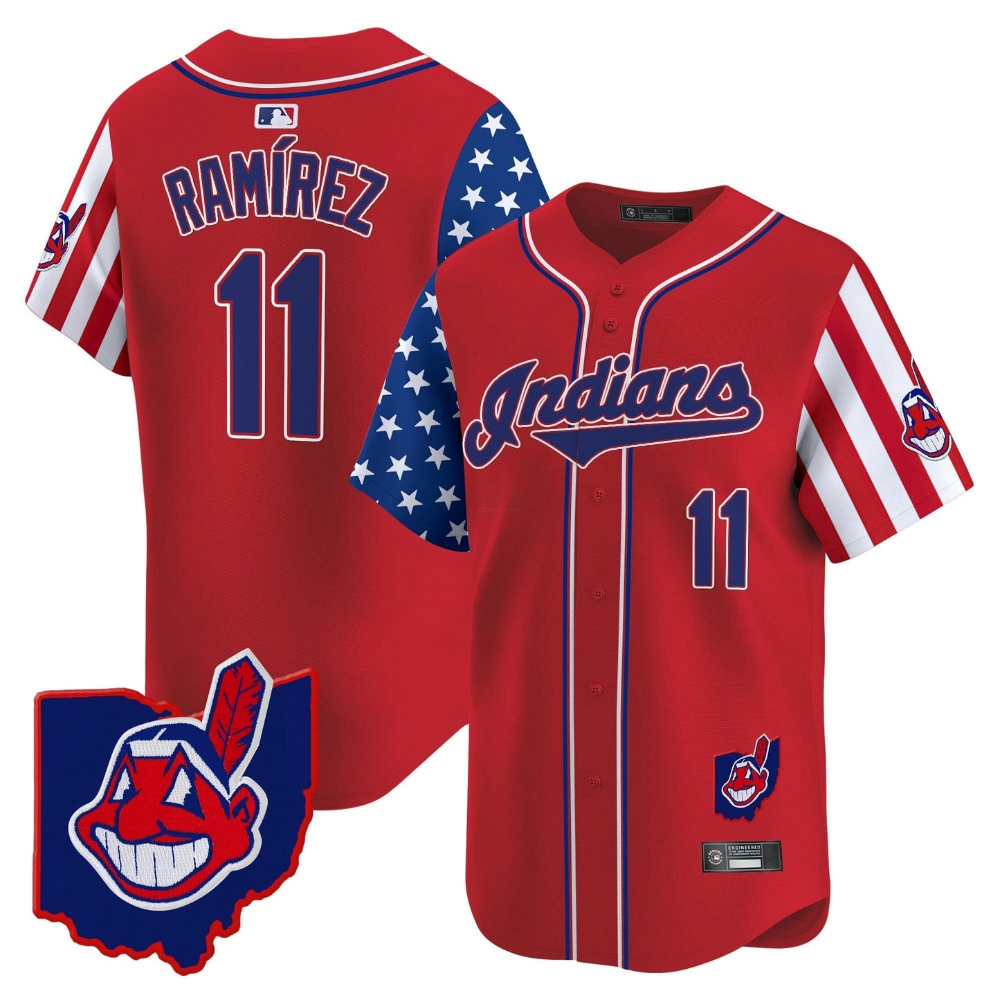 Camisa MLB Men’s Cleveland Indians 2025 Independence Day Vapor Premier Limited Jersey