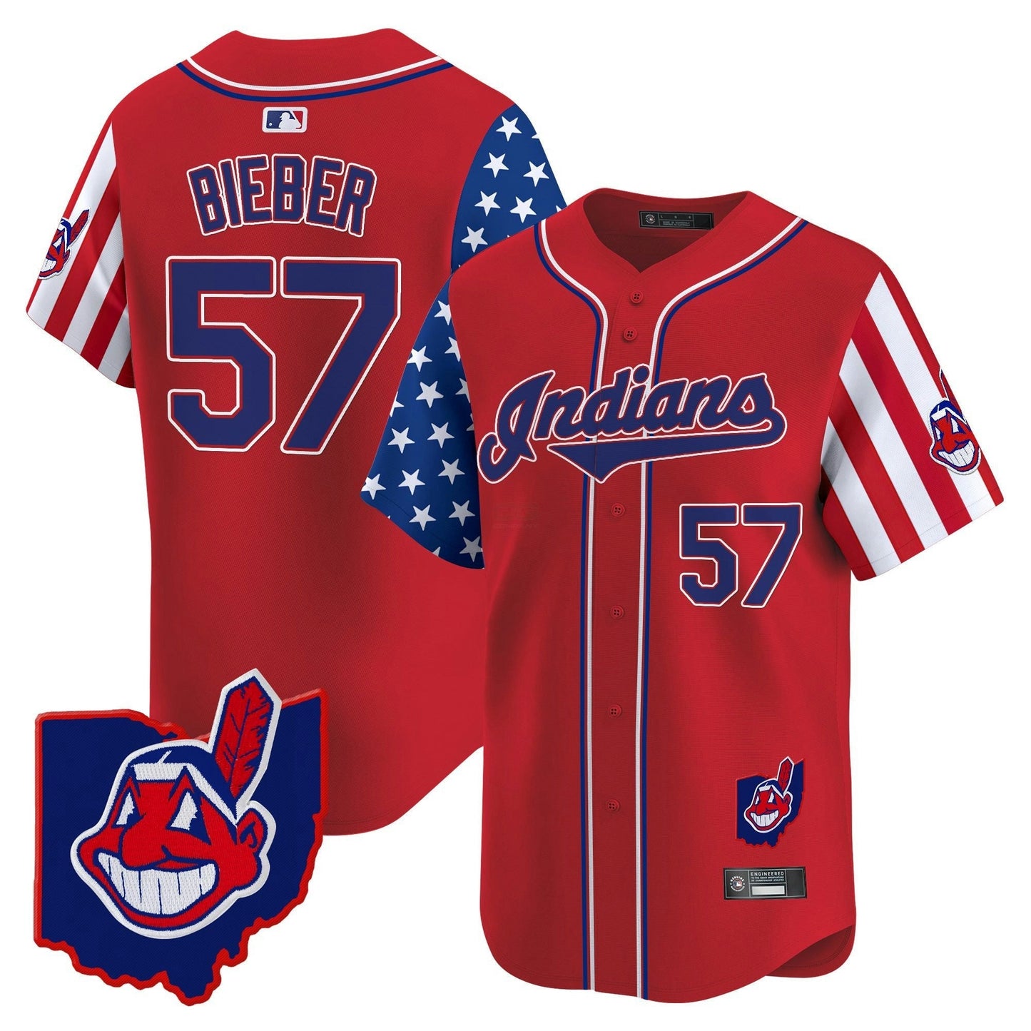 Camisa MLB Men’s Cleveland Indians 2025 Independence Day Vapor Premier Limited Jersey