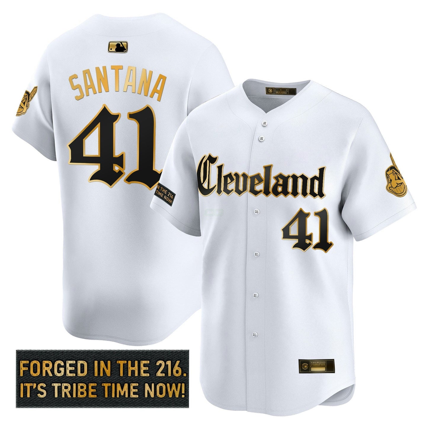 Camisa MLB Men’s Cleveland Indians ‘Gothic Iron Edition’ Dourada Vapor Premier Limited Jersey