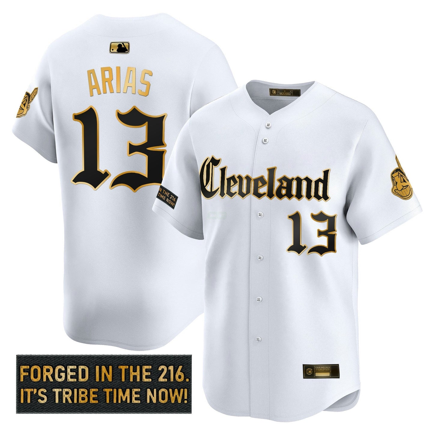 Camisa MLB Men’s Cleveland Indians ‘Gothic Iron Edition’ Dourada Vapor Premier Limited Jersey