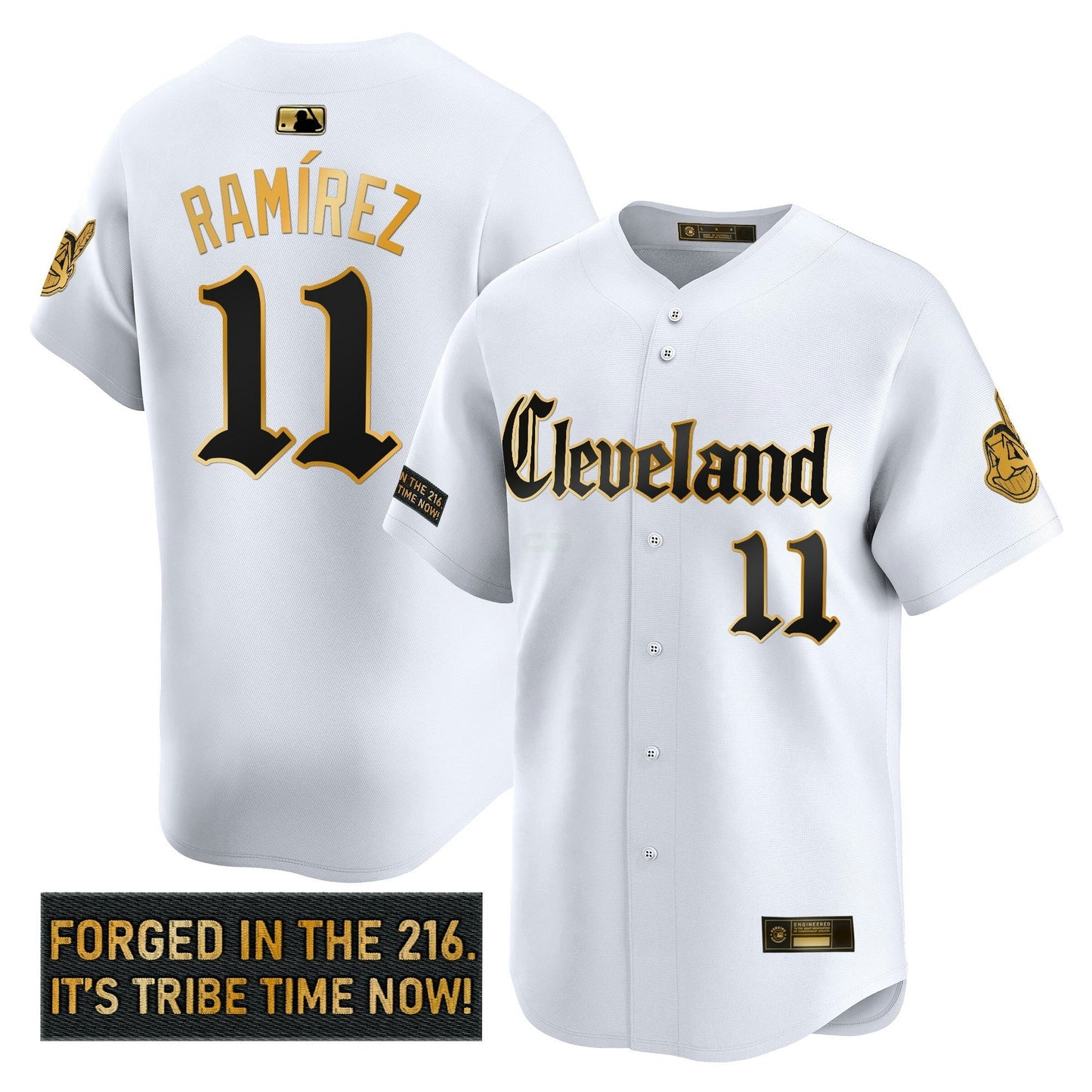 Camisa MLB Men’s Cleveland Indians ‘Gothic Iron Edition’ Dourada Vapor Premier Limited Jersey