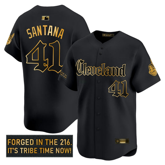 Camisa MLB Men’s Cleveland Indians ‘Gothic Iron Edition’ Dourada Vapor Premier Limited Jersey