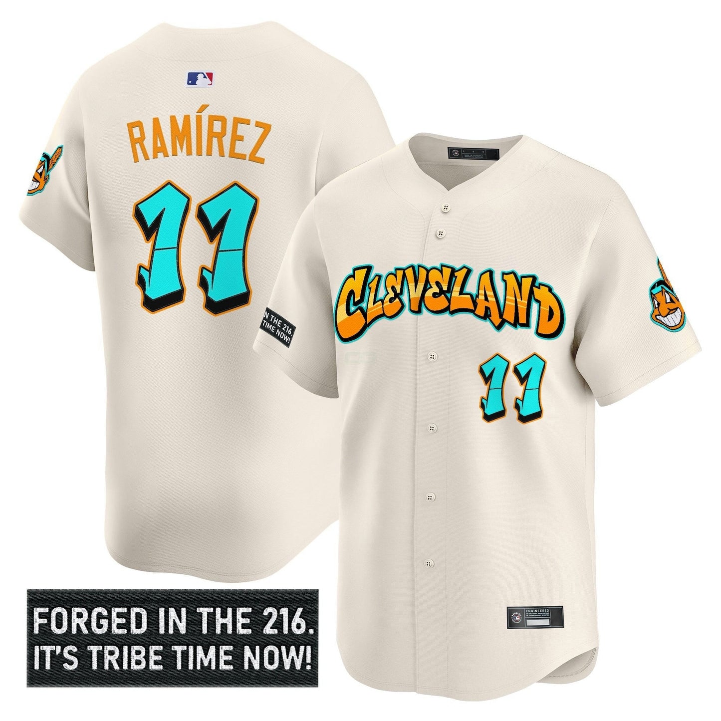 Camisa MLB Men’s Cleveland Indians ‘Graffiti 216 Ink Edition’ Vapor Premier Limited Jersey
