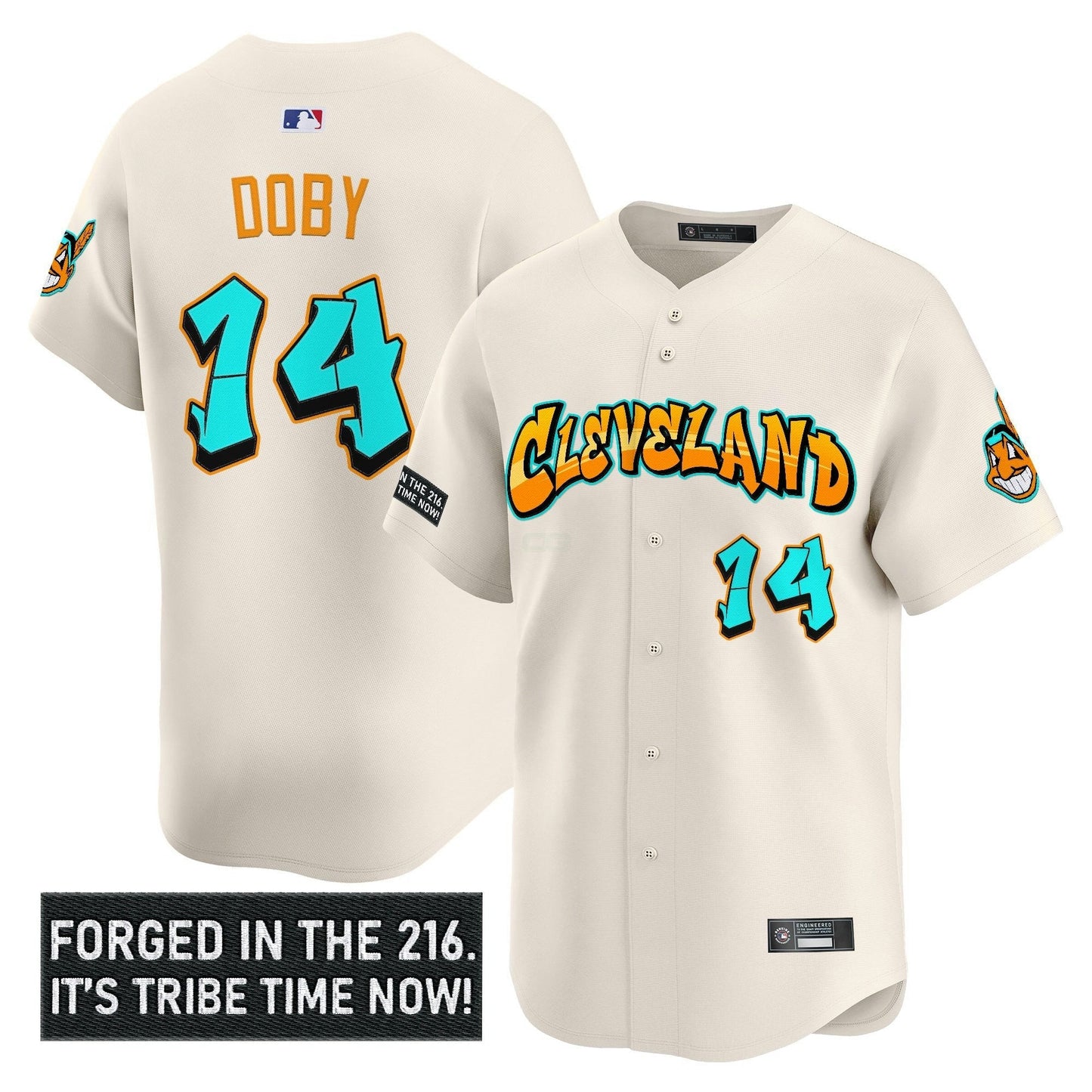 Camisa MLB Men’s Cleveland Indians ‘Graffiti 216 Ink Edition’ Vapor Premier Limited Jersey