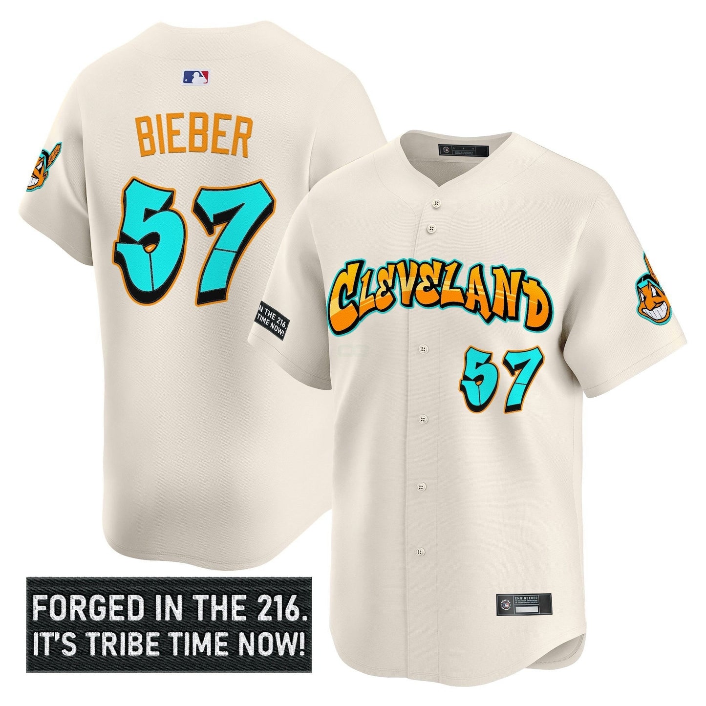 Camisa MLB Men’s Cleveland Indians ‘Graffiti 216 Ink Edition’ Vapor Premier Limited Jersey