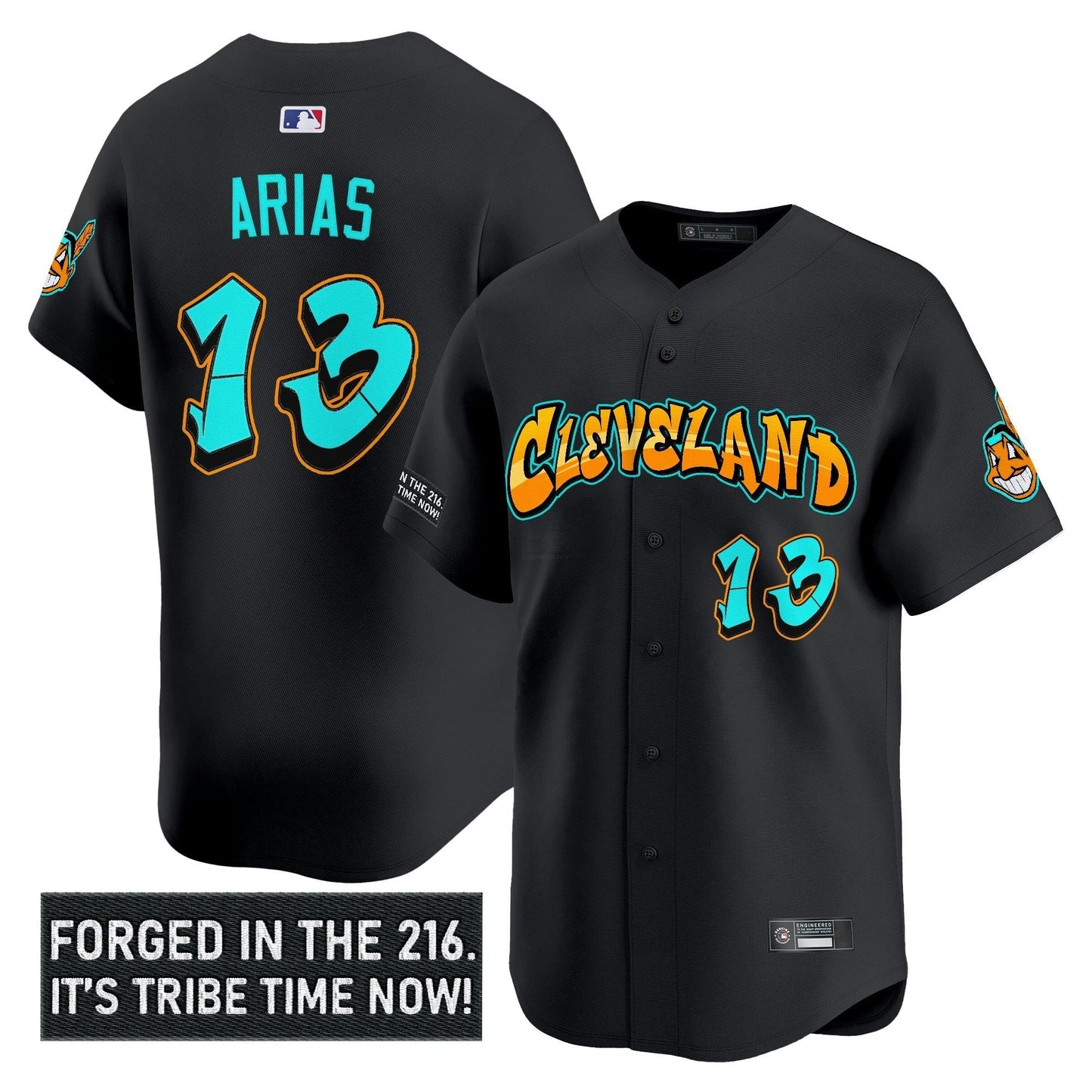 Camisa MLB Men’s Cleveland Indians ‘Graffiti 216 Ink Edition’ Vapor Premier Limited Jersey