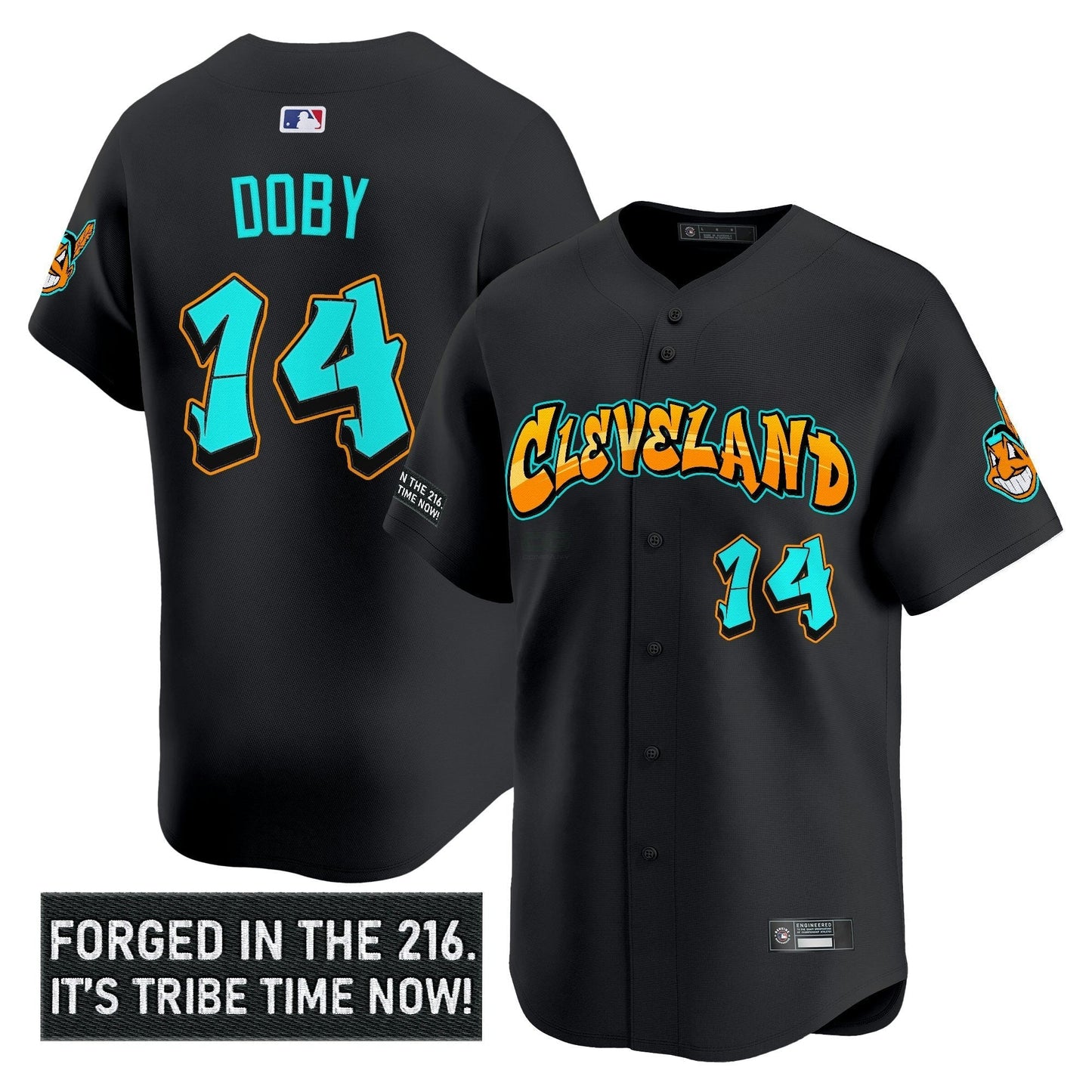 Camisa MLB Men’s Cleveland Indians ‘Graffiti 216 Ink Edition’ Vapor Premier Limited Jersey