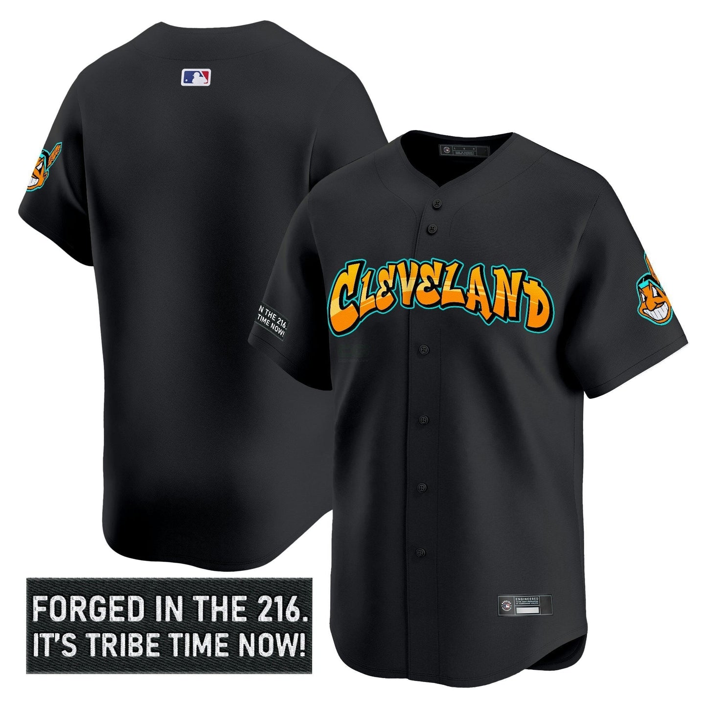 Camisa MLB Men’s Cleveland Indians ‘Graffiti 216 Ink Edition’ Vapor Premier Limited Jersey