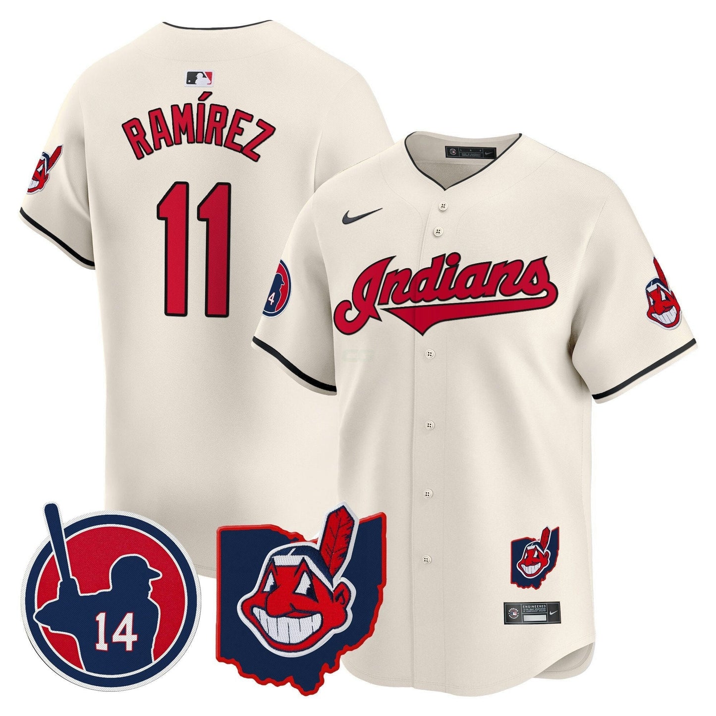 Camisa MLB Men’s Cleveland Indians Larry Doby Patch Vapor Premier Limited Jersey