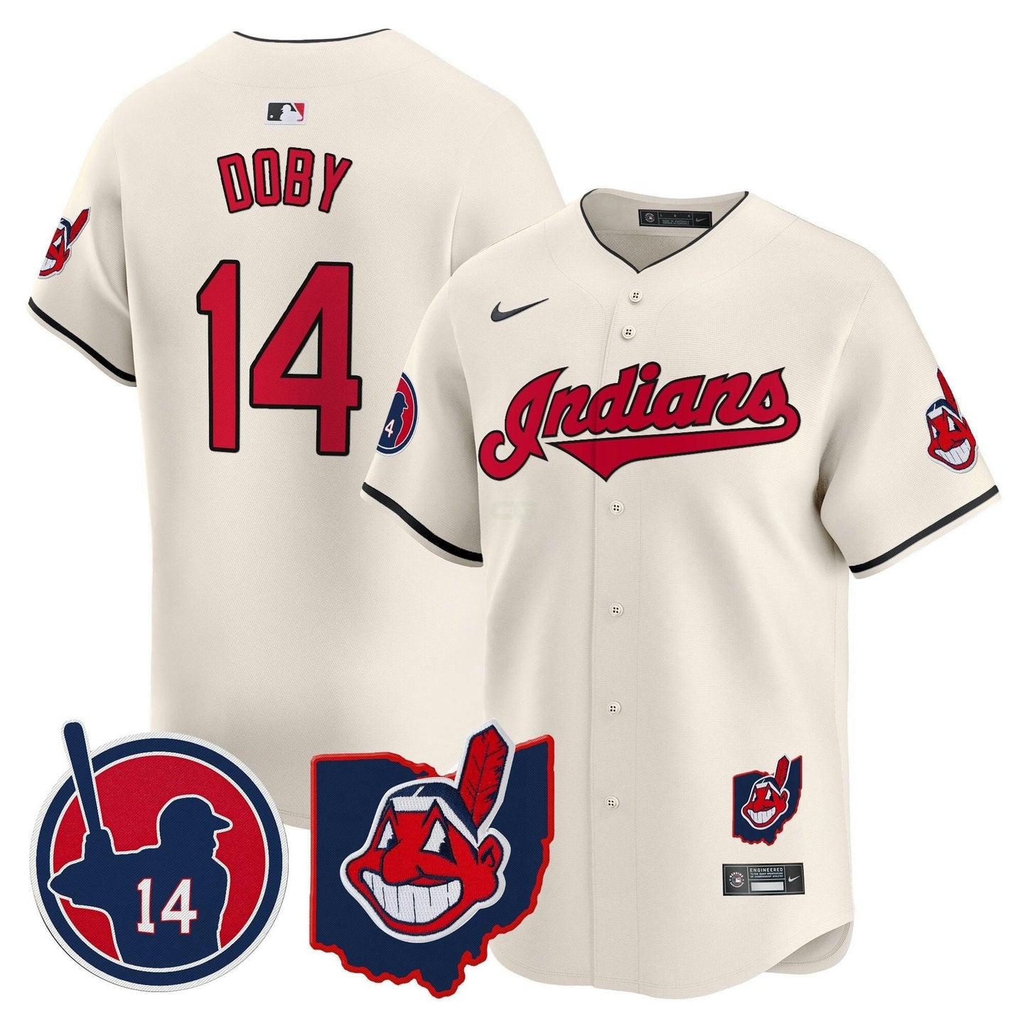 Camisa MLB Men’s Cleveland Indians Larry Doby Patch Vapor Premier Limited Jersey