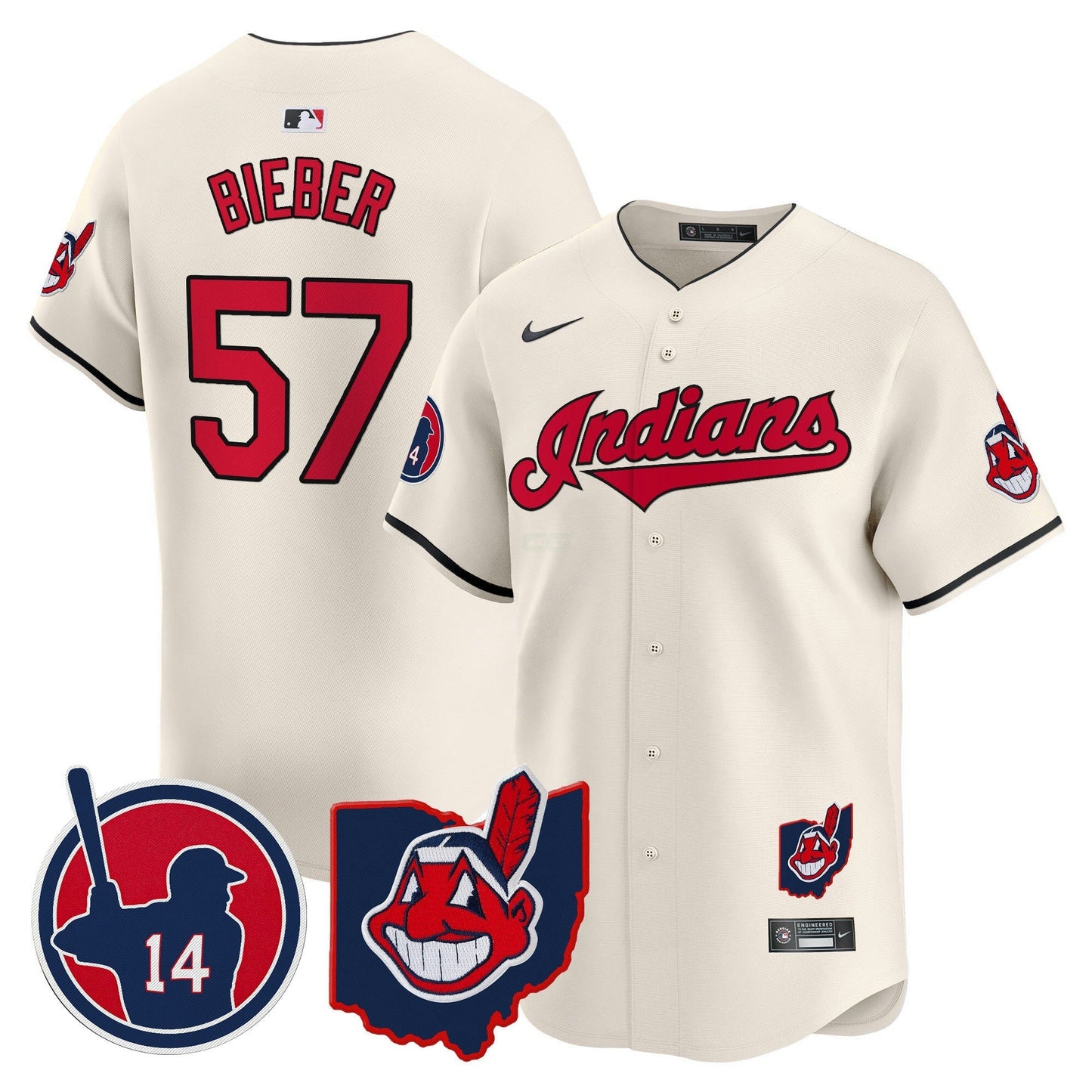 Camisa MLB Men’s Cleveland Indians Larry Doby Patch Vapor Premier Limited Jersey