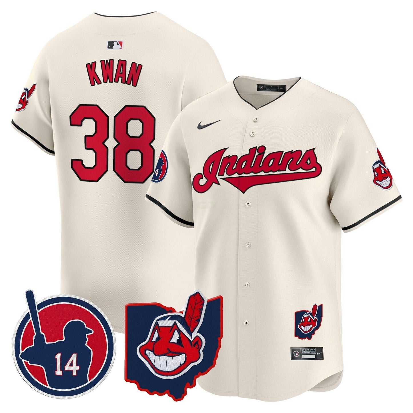Camisa MLB Men’s Cleveland Indians Larry Doby Patch Vapor Premier Limited Jersey