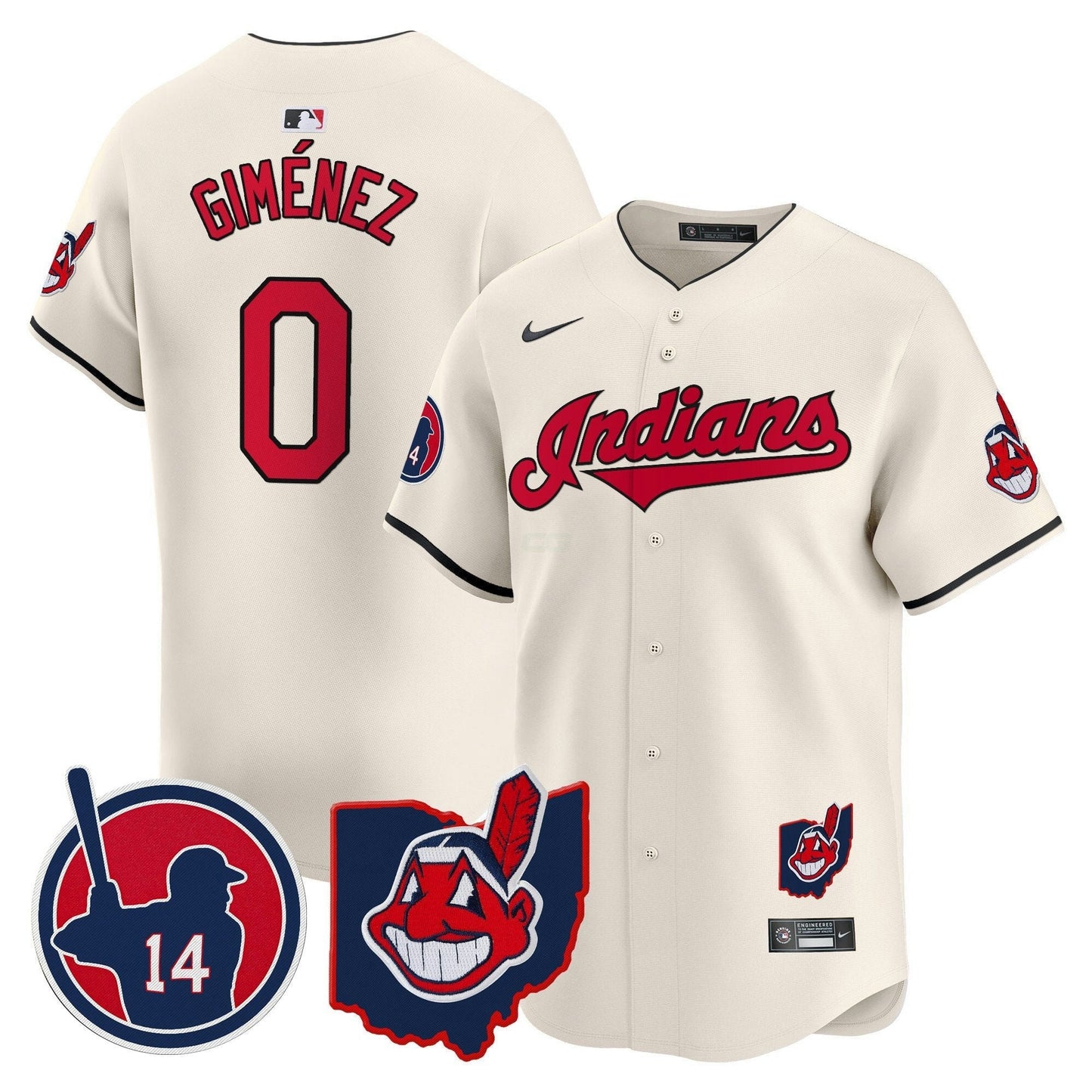 Camisa MLB Men’s Cleveland Indians Larry Doby Patch Vapor Premier Limited Jersey
